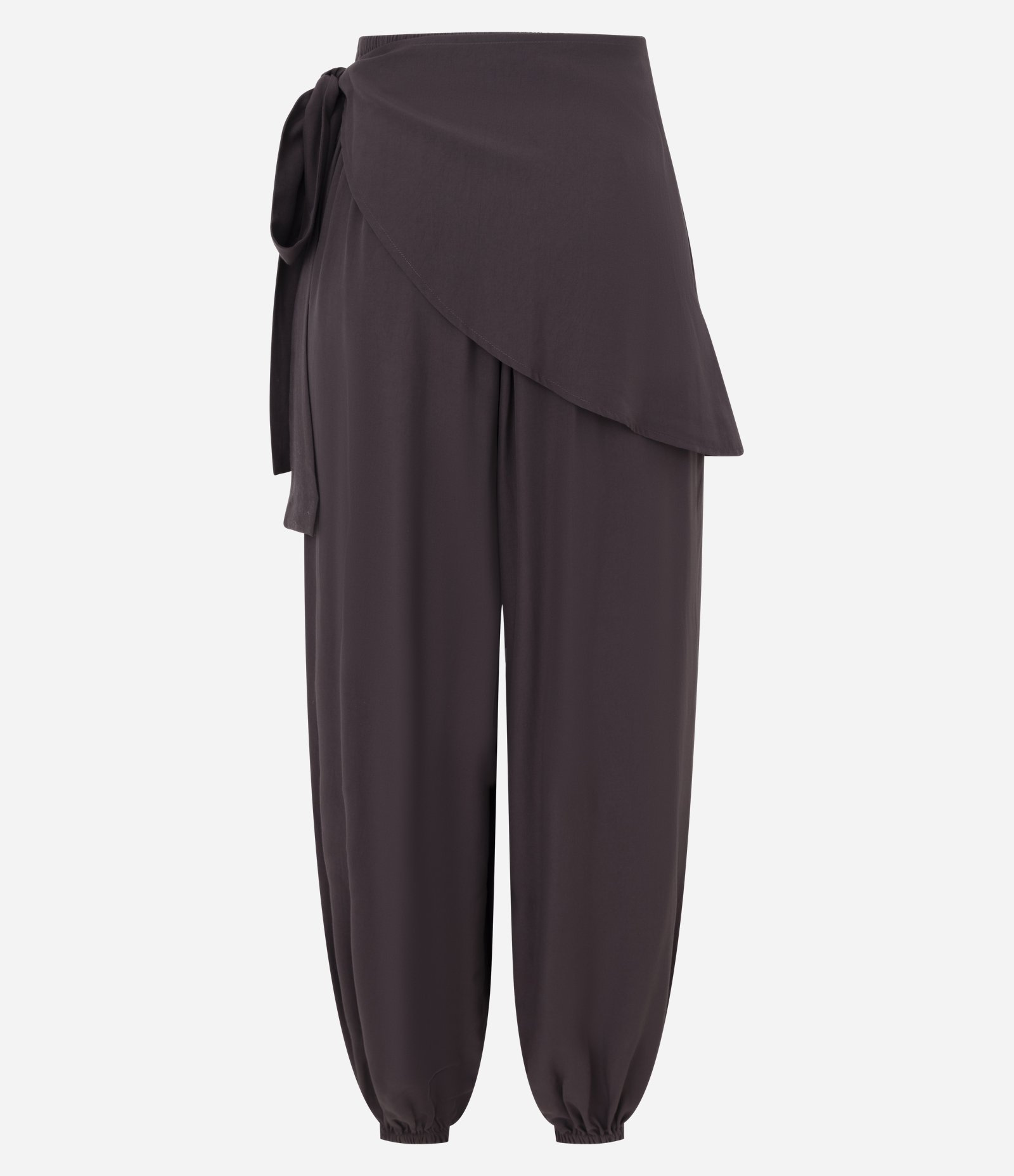 Calça Balloon em Viscose Acetinada com Amarração na Cintura Marrom 6