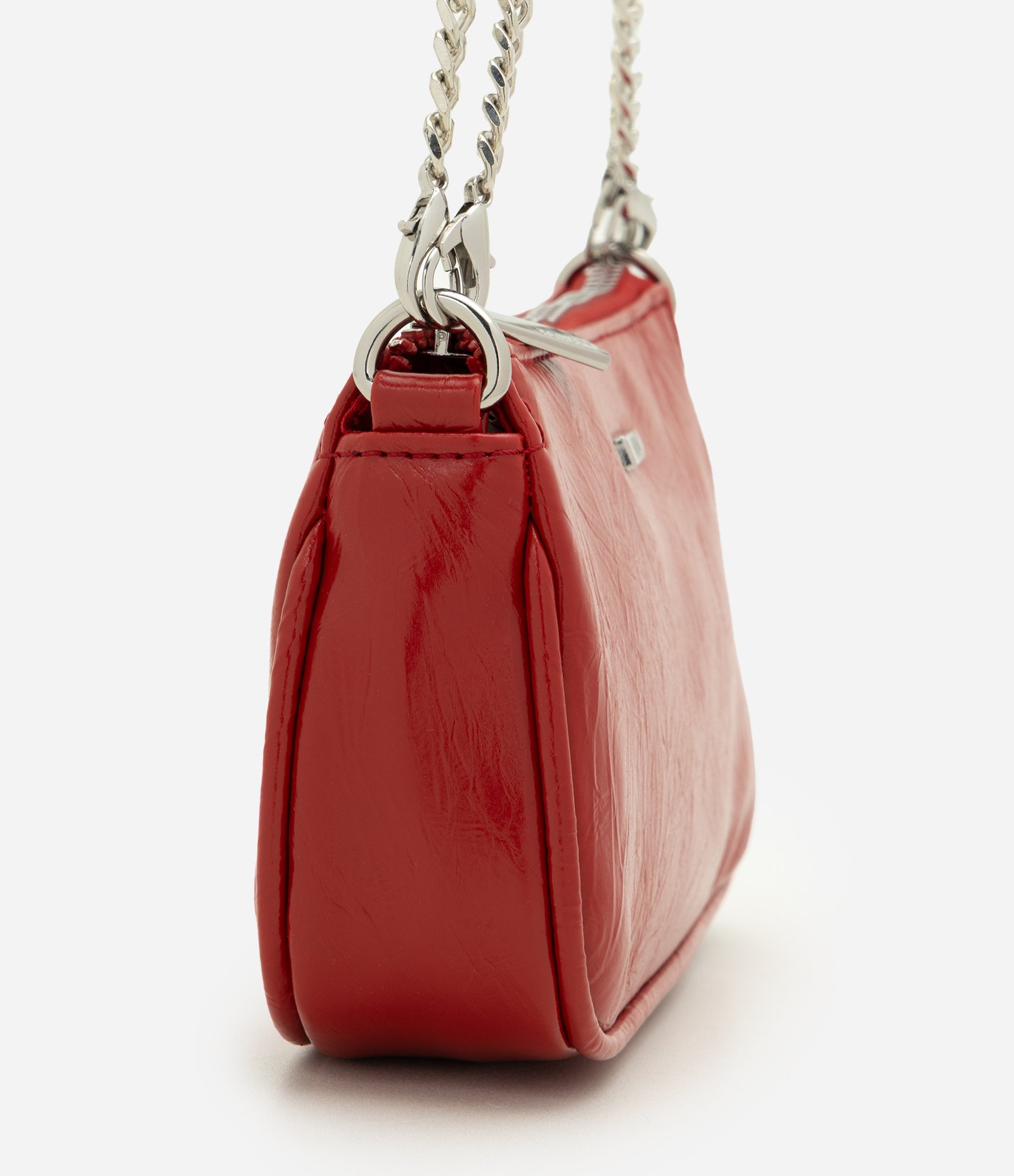 Bolsa Baguete Pequena em PU com Alça Transversal Vermelho 2