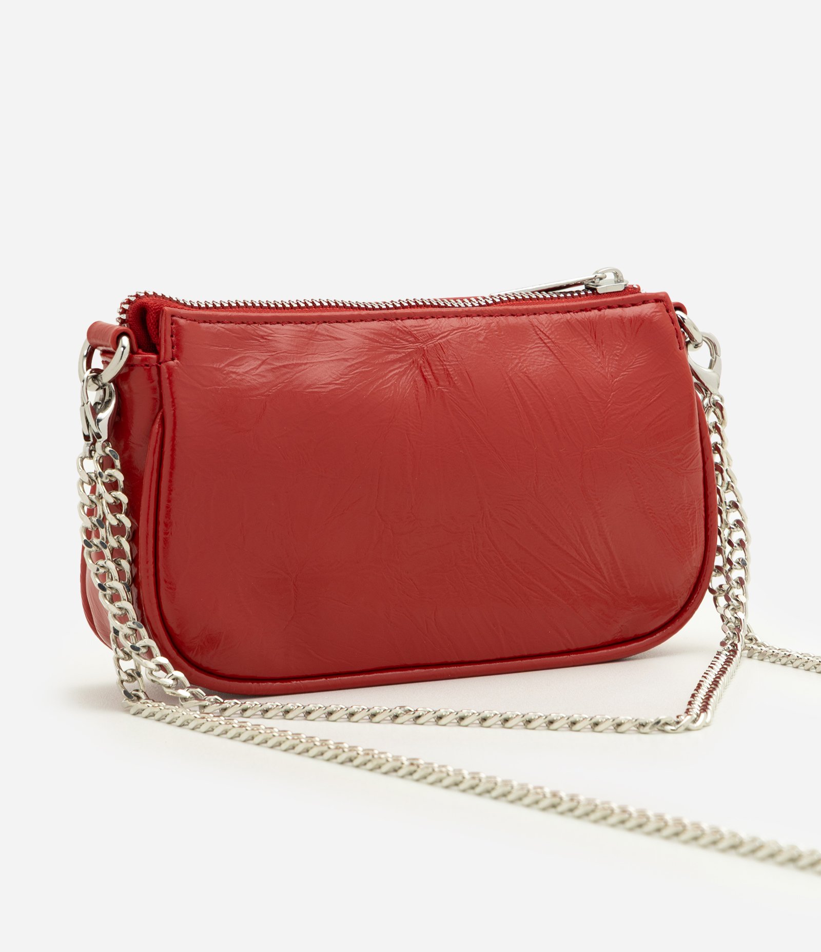 Bolsa Baguete Pequena em PU com Alça Transversal Vermelho 3