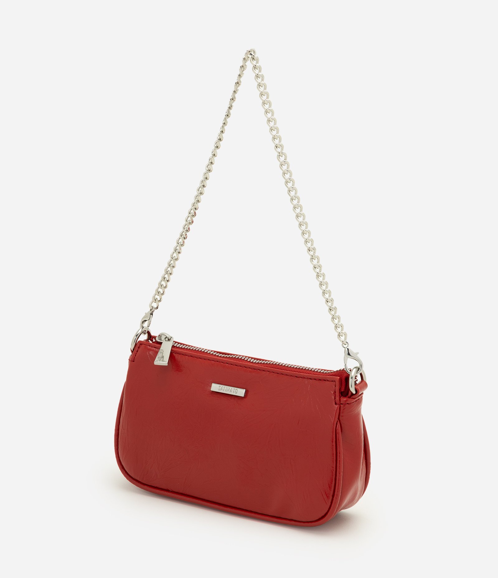 Bolsa Baguete Pequena em PU com Alça Transversal Vermelho 4