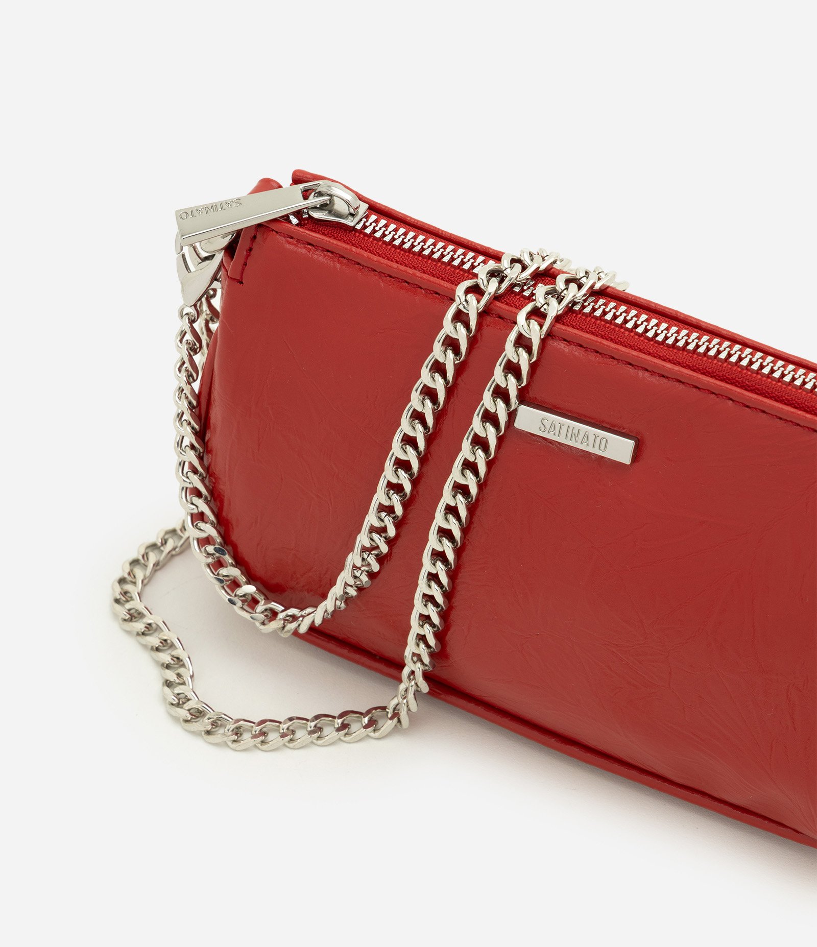 Bolsa Baguete Pequena em PU com Alça Transversal Vermelho 5