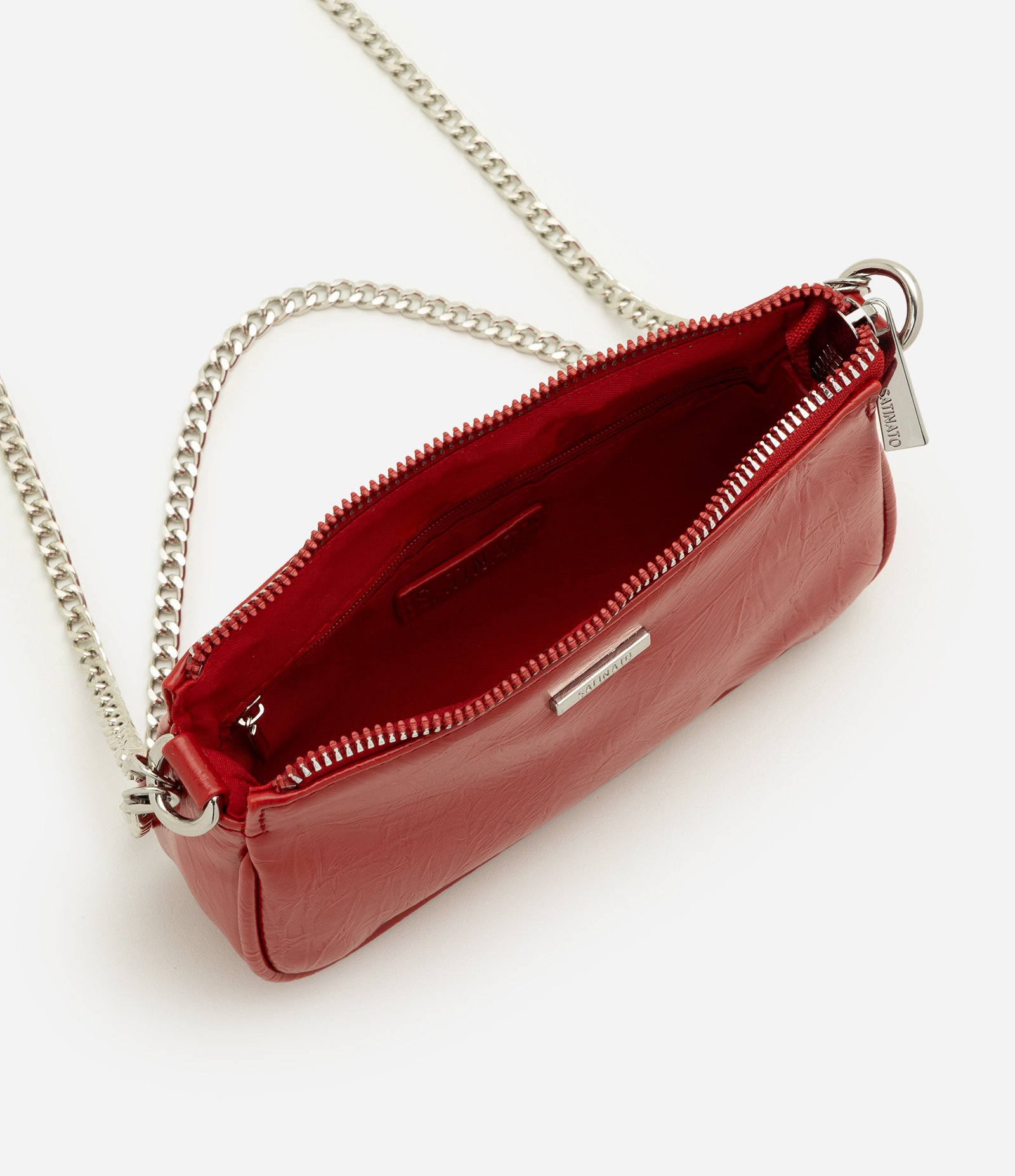 Bolsa Baguete Pequena em PU com Alça Transversal Vermelho 7