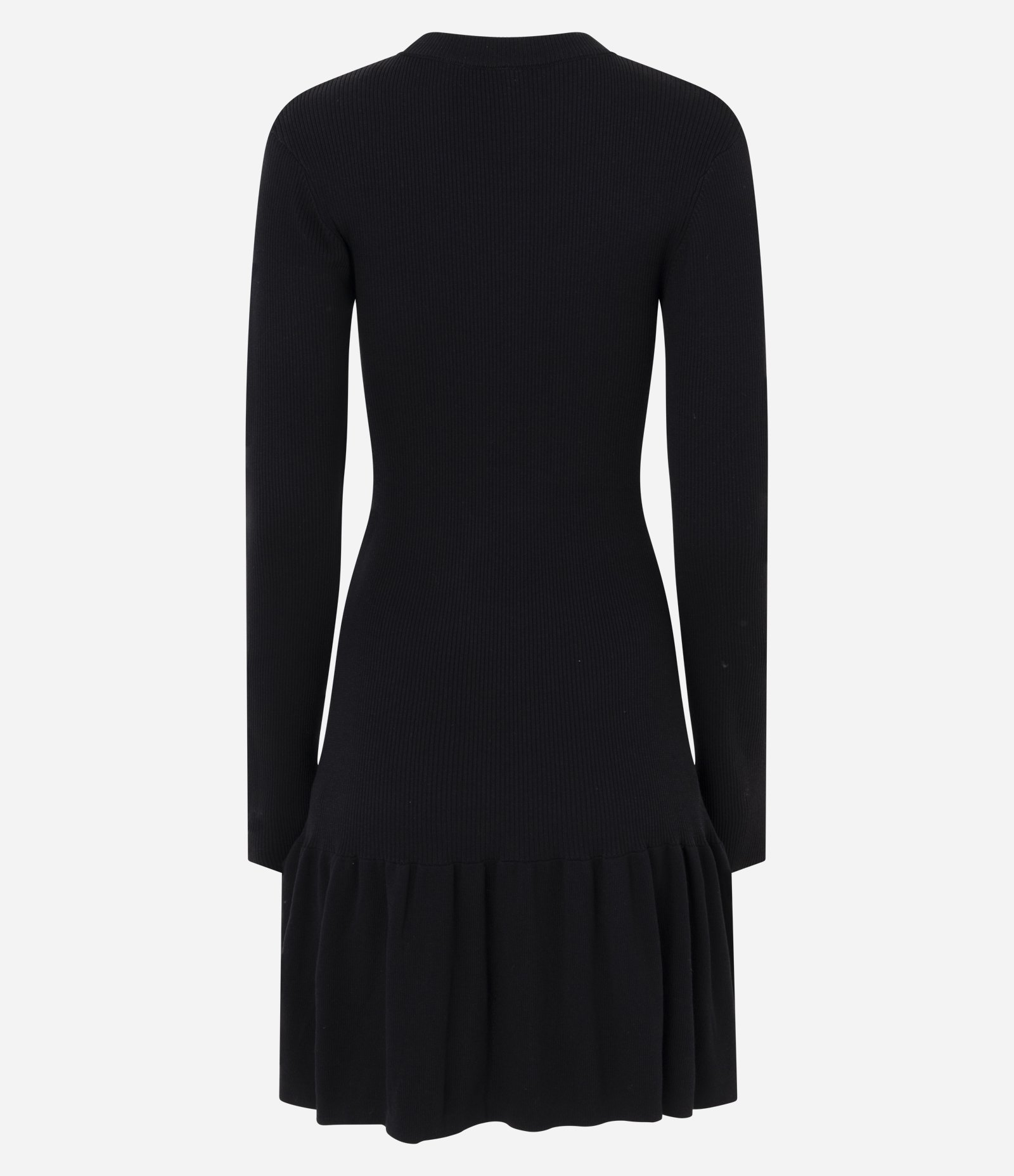 Vestido Curto Manga Longa em Tricô com Saia Rodada Preto 3