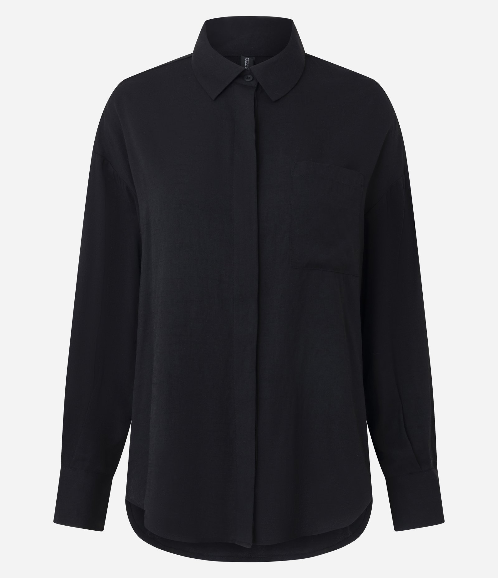 Camisa Manga Longa em Cambraia de Viscose Preto 5