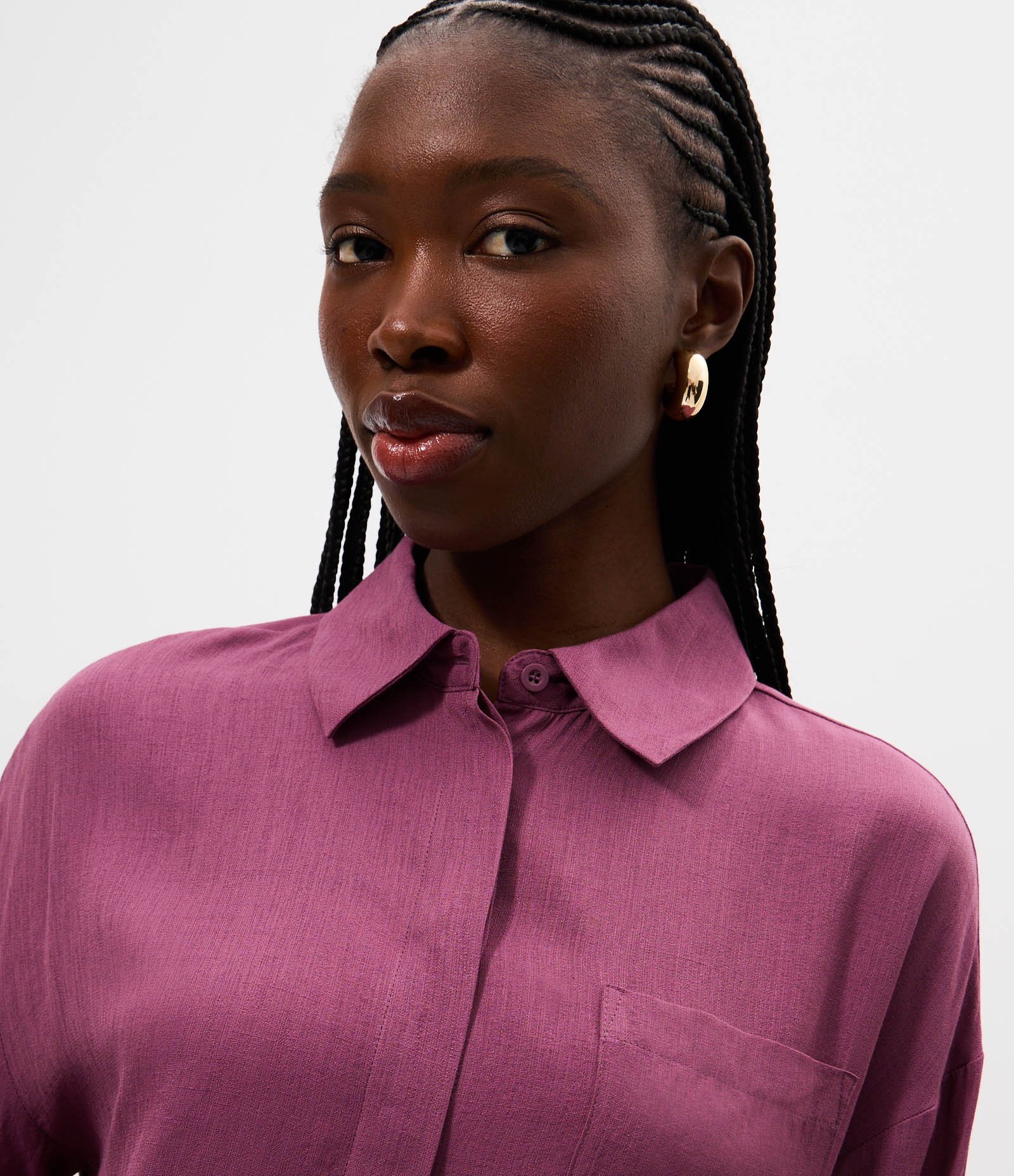 Camisa Manga Longa em Cambraia de Viscose Lilás 3