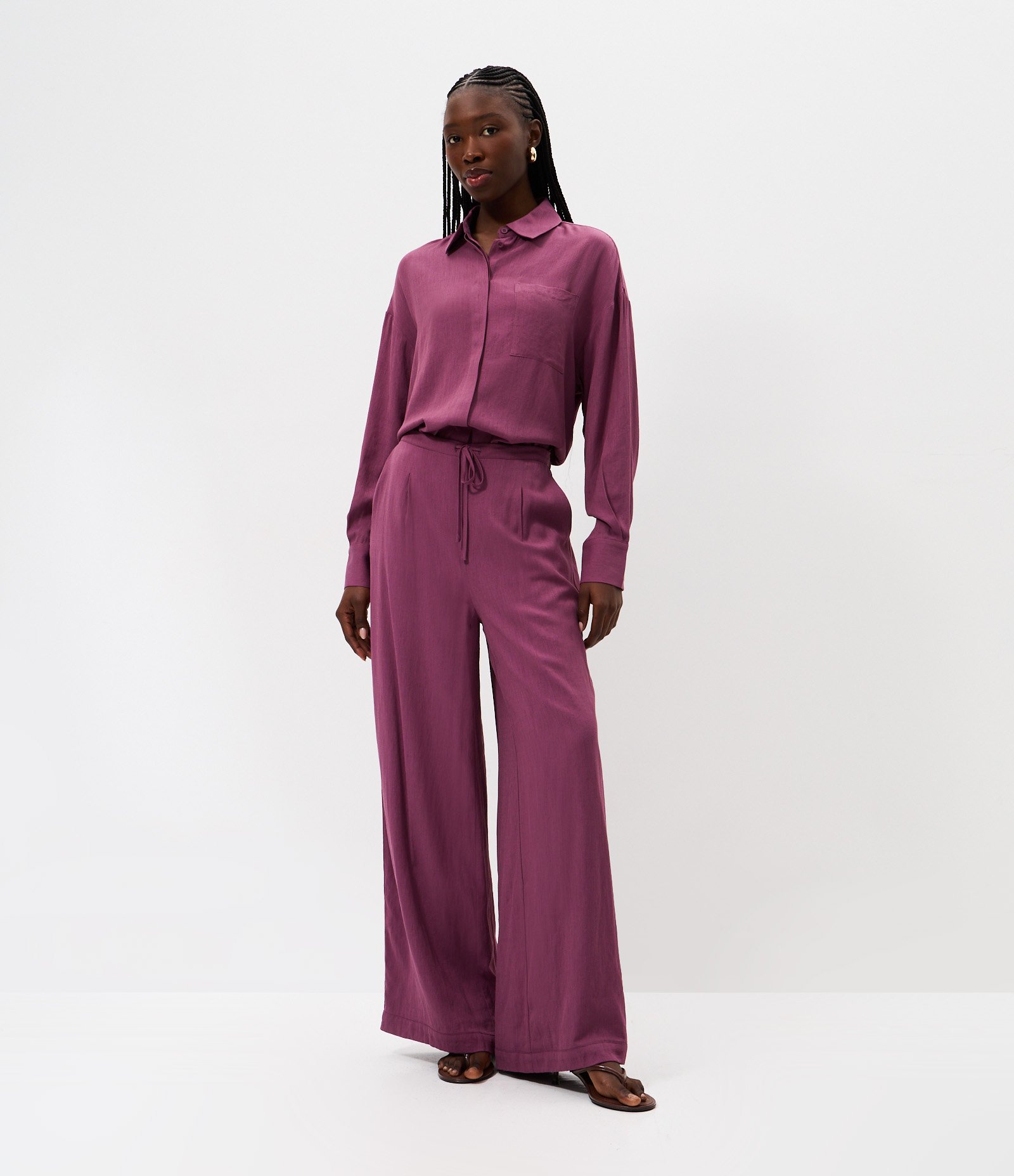 Calça em Cambraia com Amarração Roxo 1