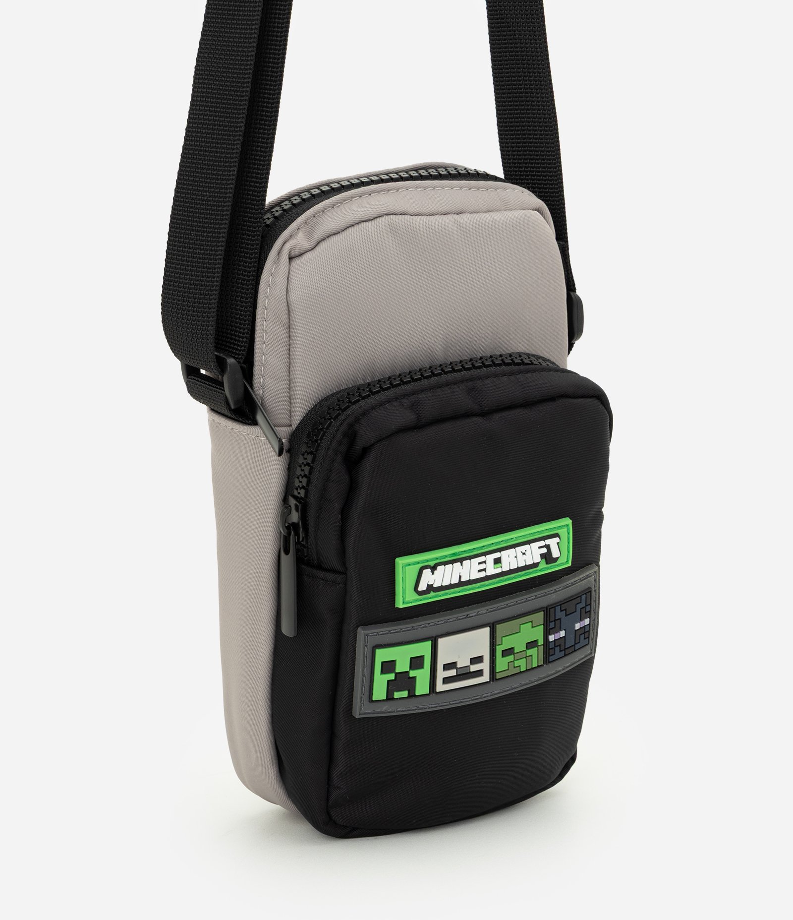 Bolsa Infantil Transversal com Estampa Temática Minecraft Preto 1