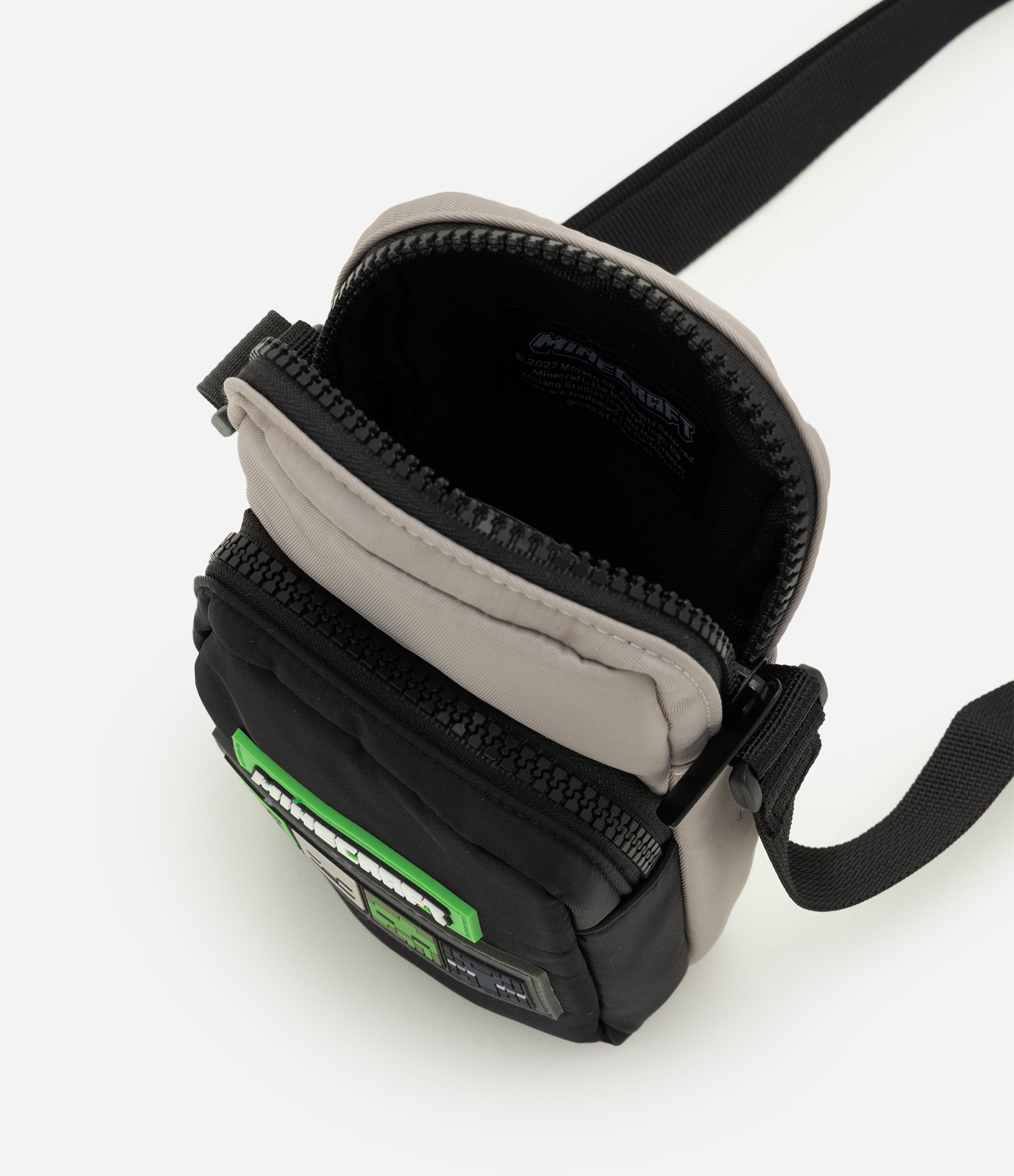 Bolsa Infantil Transversal com Estampa Temática Minecraft Preto 4