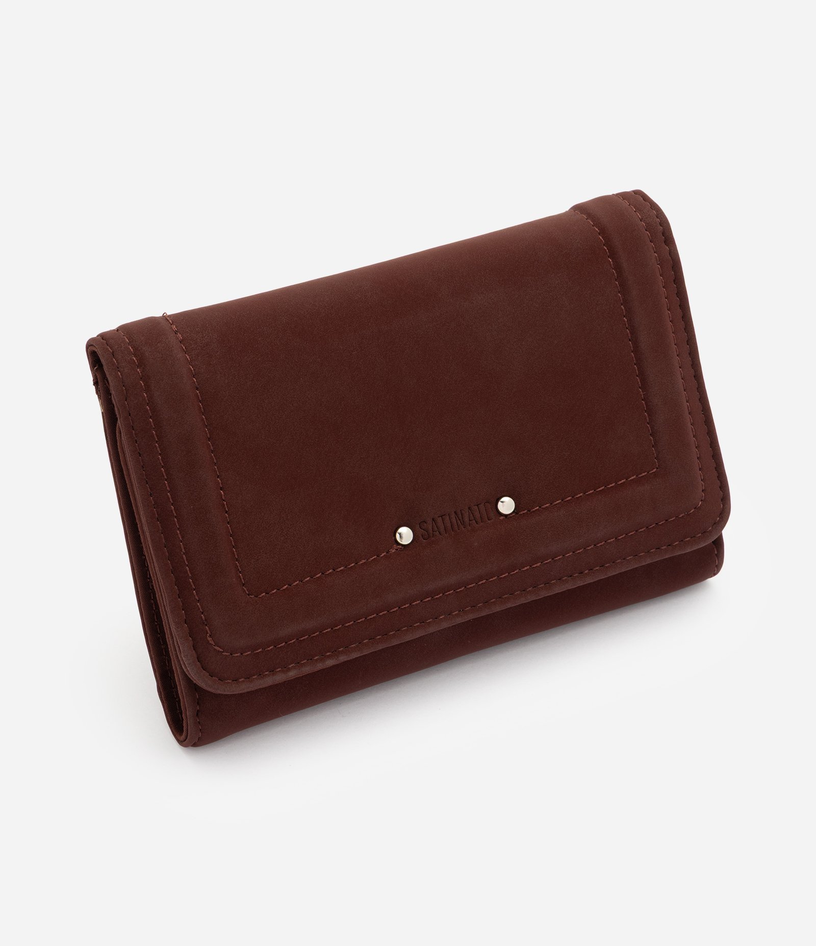 Carteira Envelope Média em Suede com Tampa Vinho 1