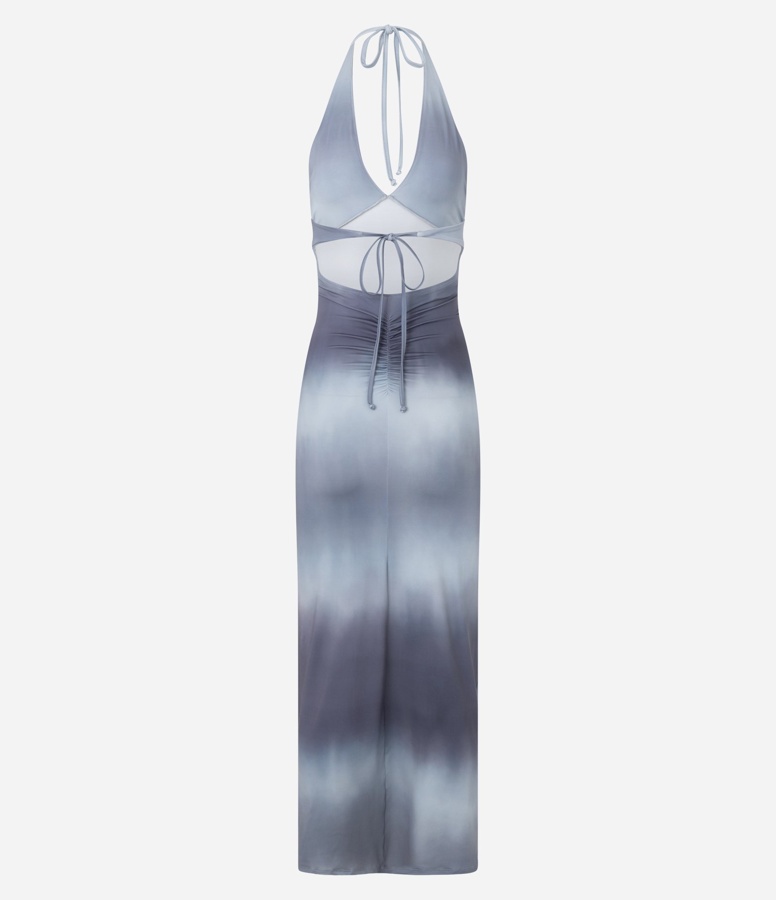 Vestido Frente Única em Microfibra com Estampa Efeito Manchada Azul 6