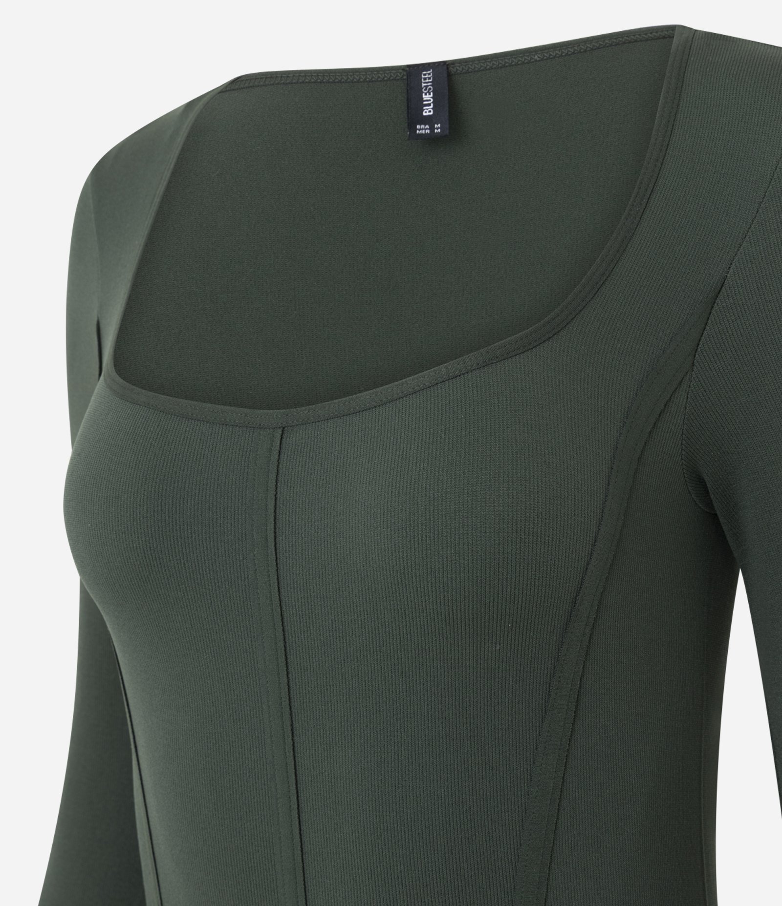 Body em Poliamida Seamless e Decote Quadrado Verde Escuro 6