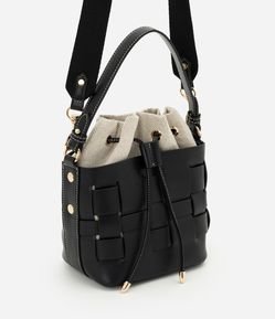 Bolsa Bucket Pequena em PU com Bolso Interno Removível