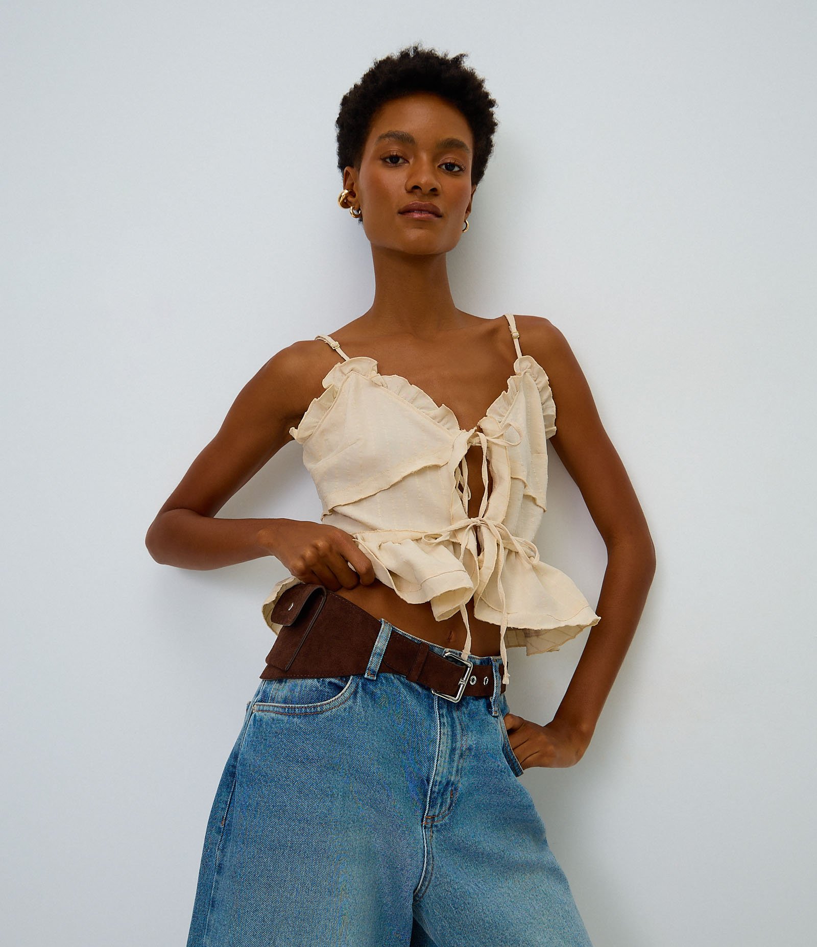 Cinto Largo em Suede com Bolso Funcional Marrom 1