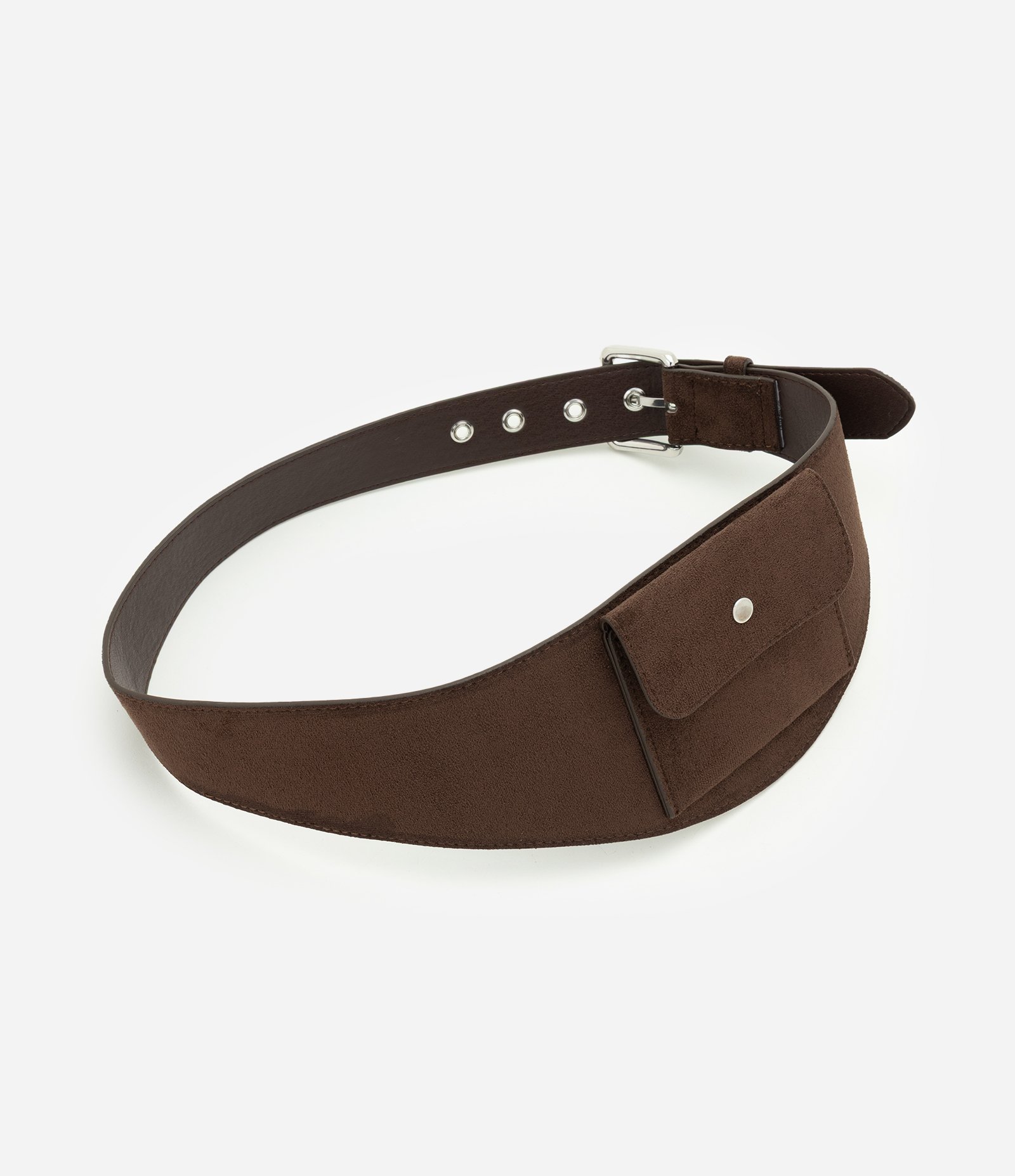Cinto Largo em Suede com Bolso Funcional Marrom 2