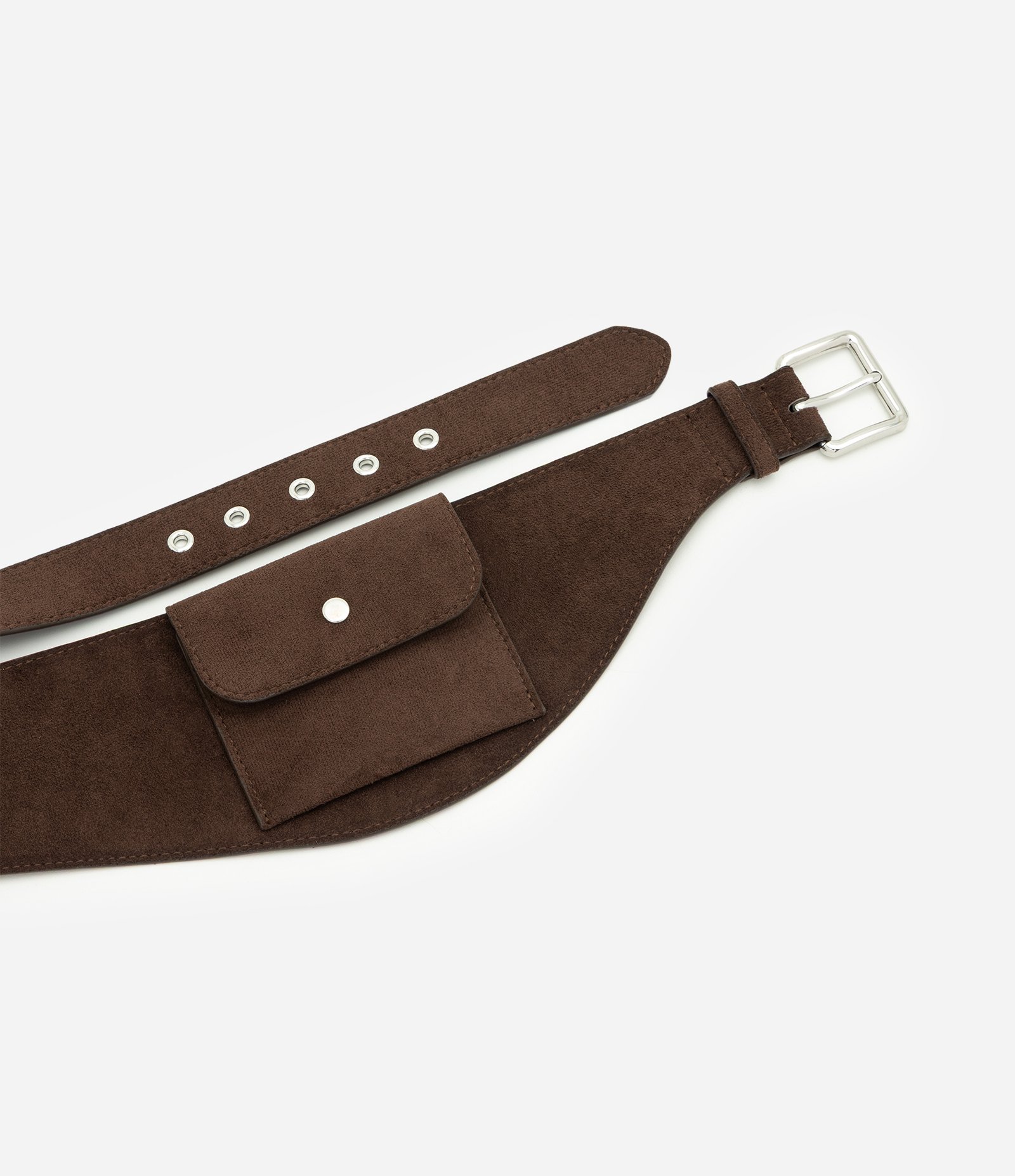 Cinto Largo em Suede com Bolso Funcional Marrom 5
