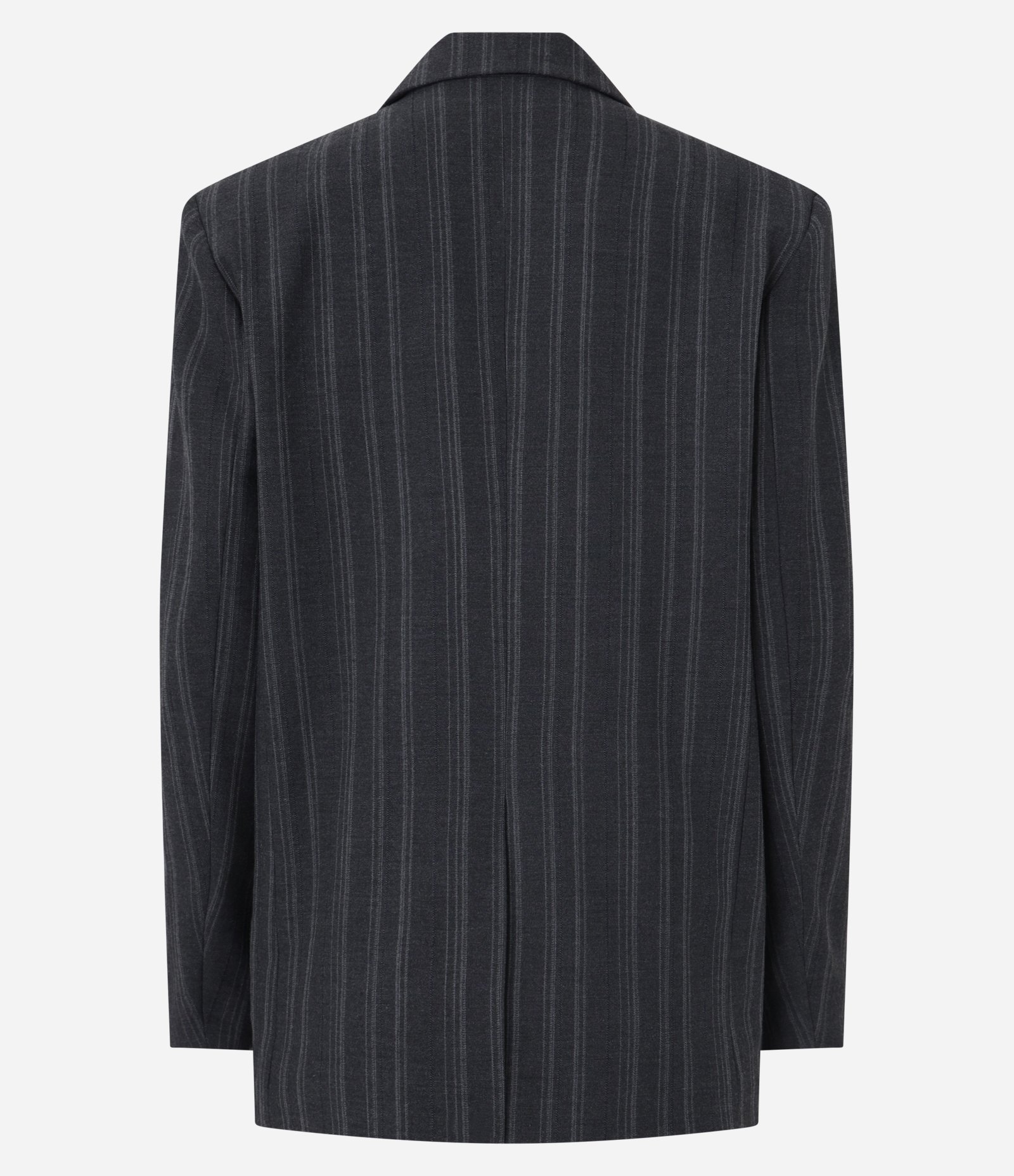 Blazer Oversized Alfaiatado Com Estampa de Listras Fio Tinto Cinza 8