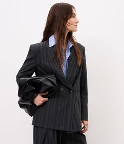 Blazer Oversized Alfaiatado Com Estampa de Listras Fio Tinto