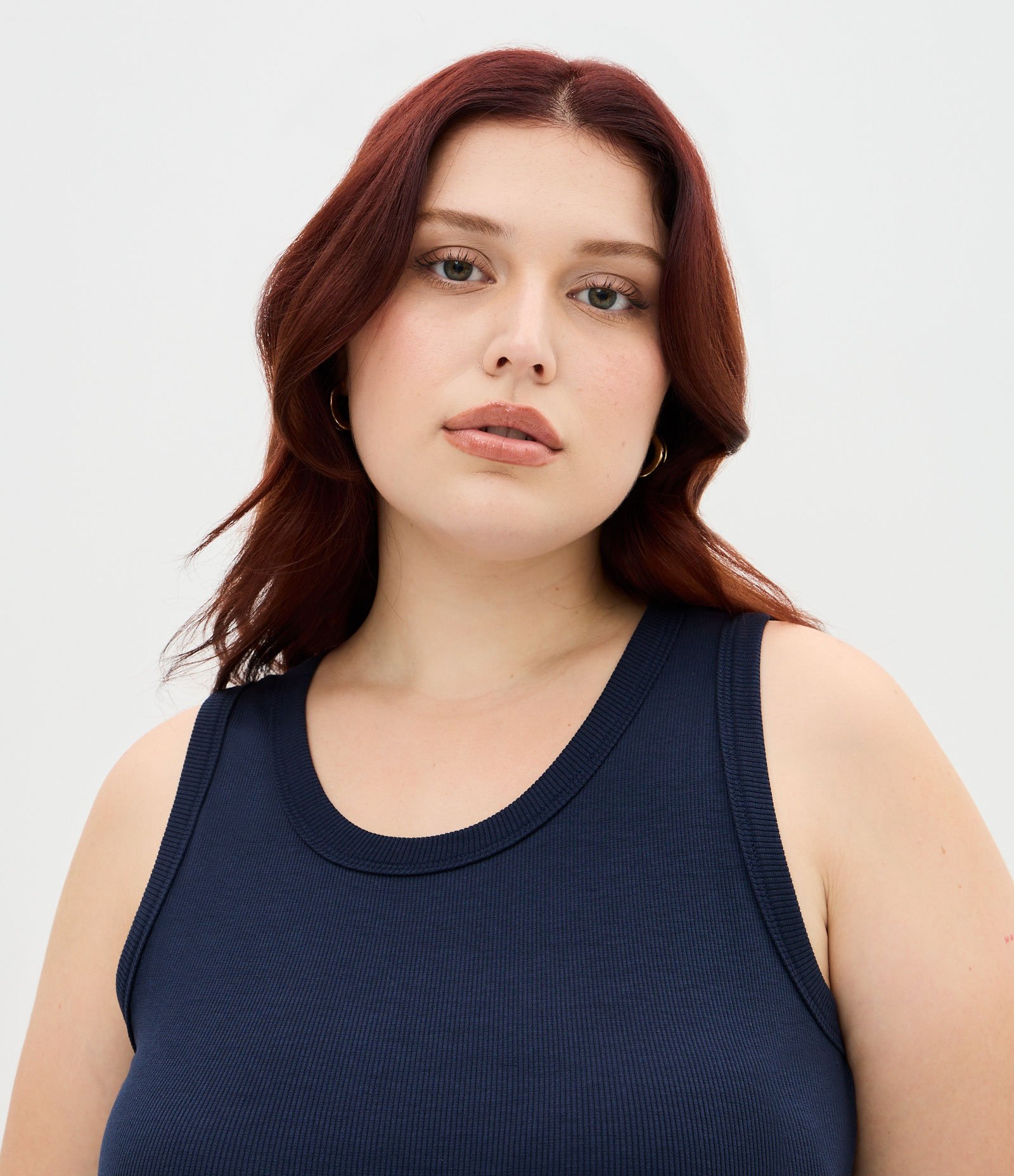 Blusa Regata Canelada em Ribana Curve & Plus Size Azul 3