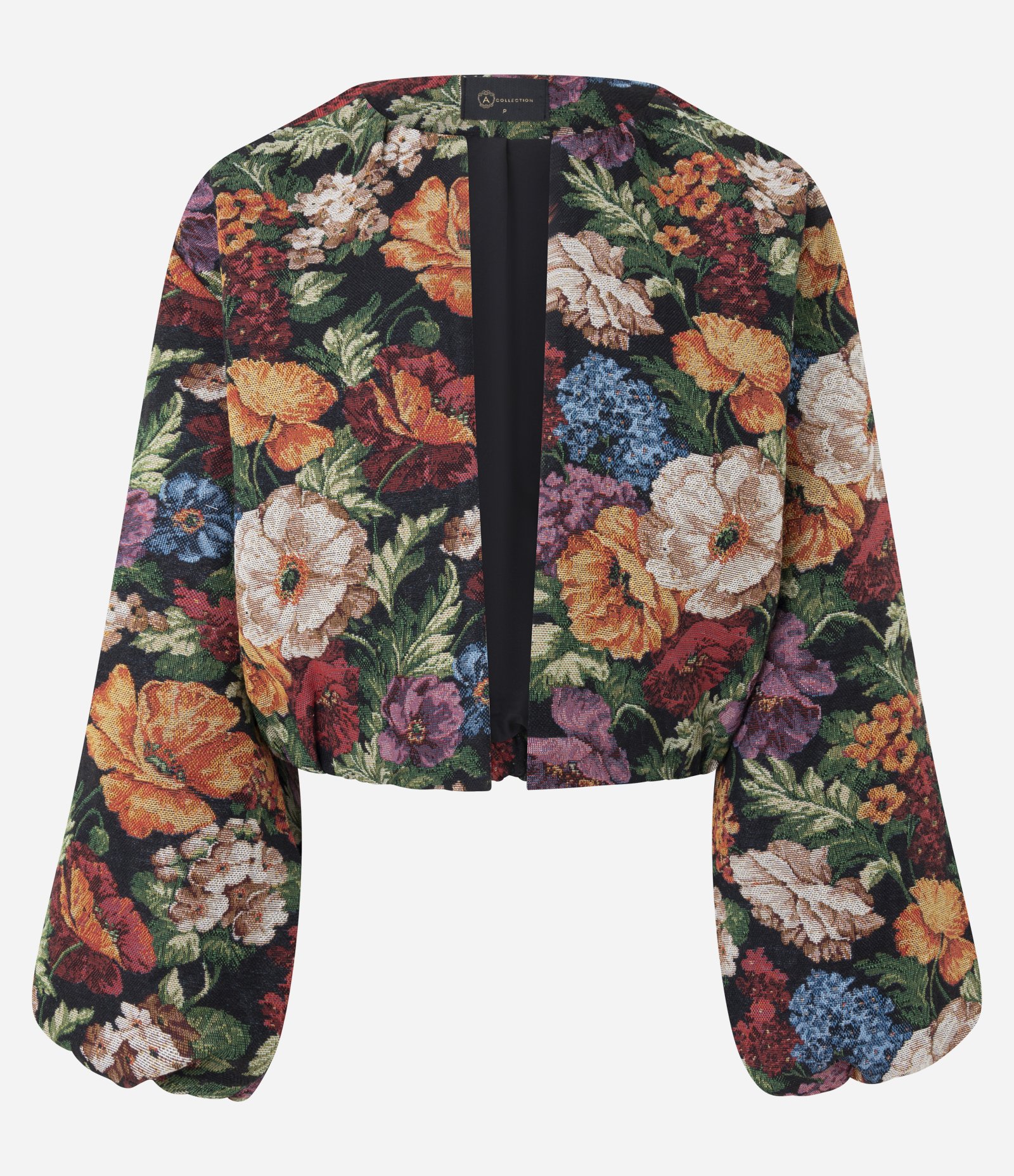 Casaco Balonê em Jacquard Floral Multicores 3
