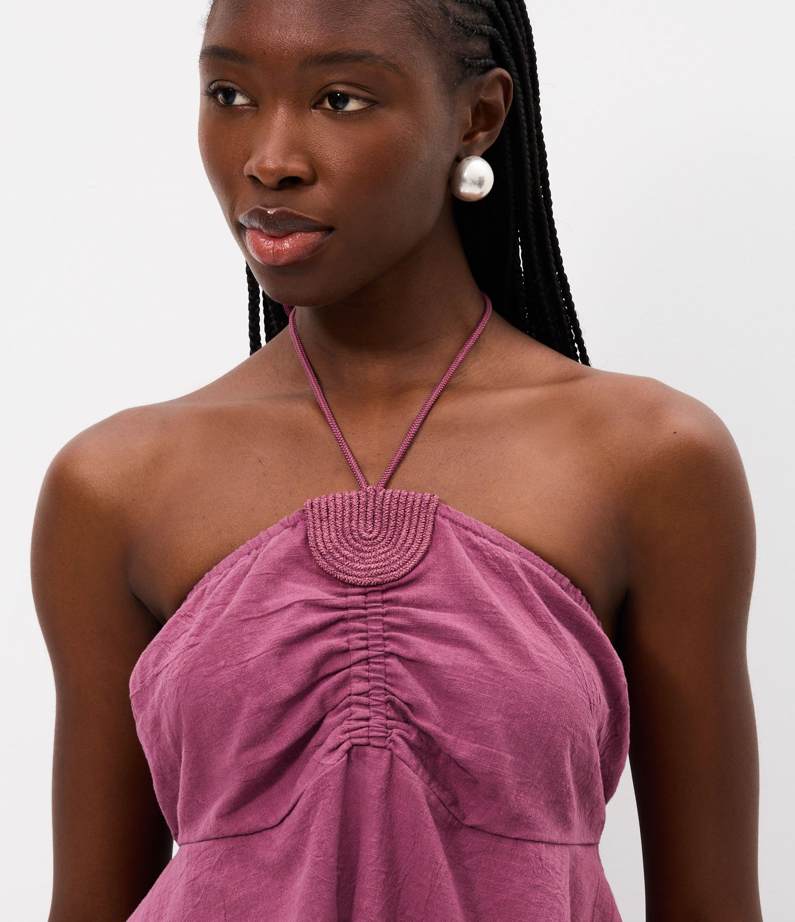 Blusa Frente Única em Cambraia de Algodão com Bordado no Busto Bordô 3