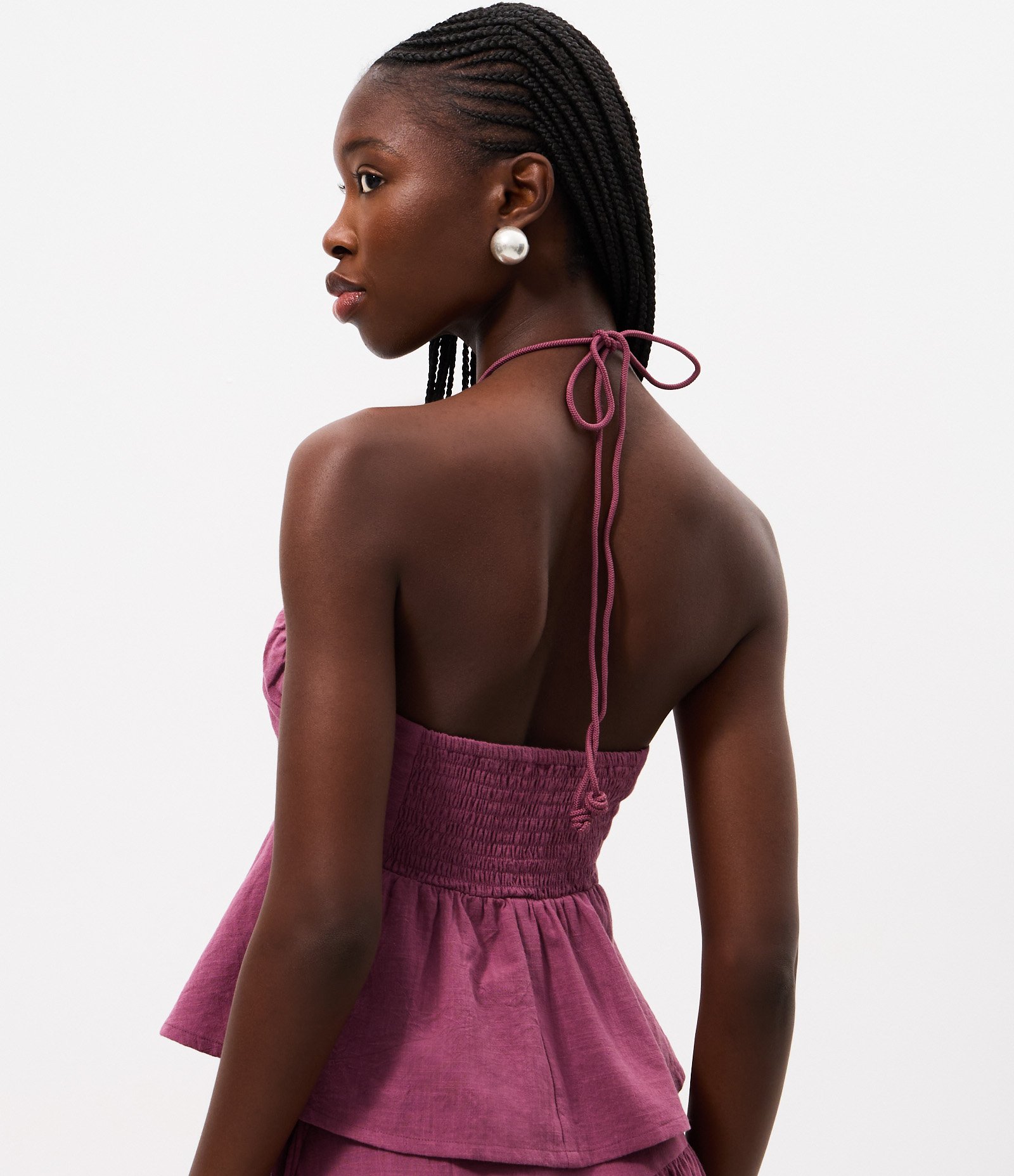 Blusa Frente Única em Cambraia de Algodão com Bordado no Busto Bordô 4