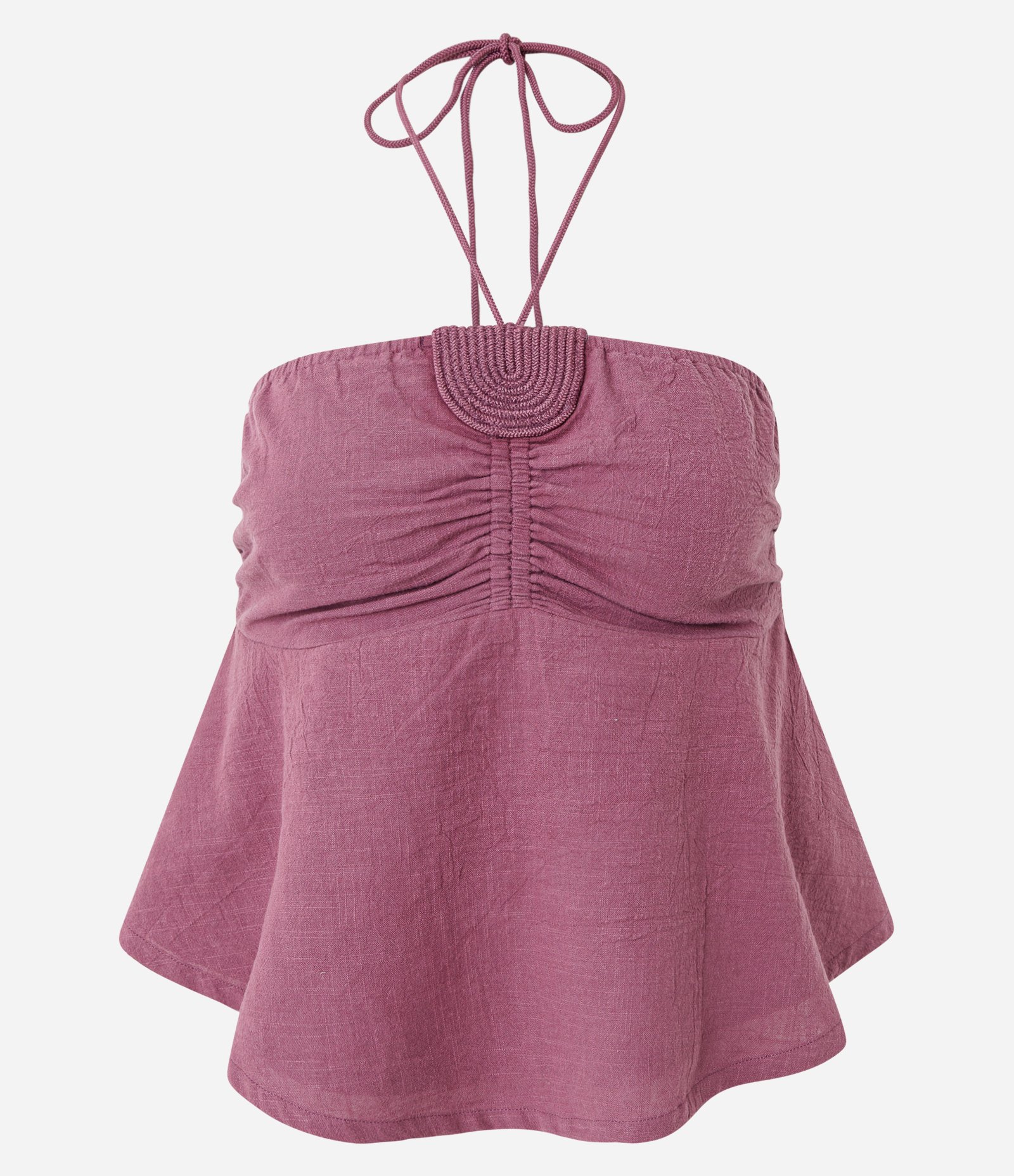 Blusa Frente Única em Cambraia de Algodão com Bordado no Busto Bordô 5