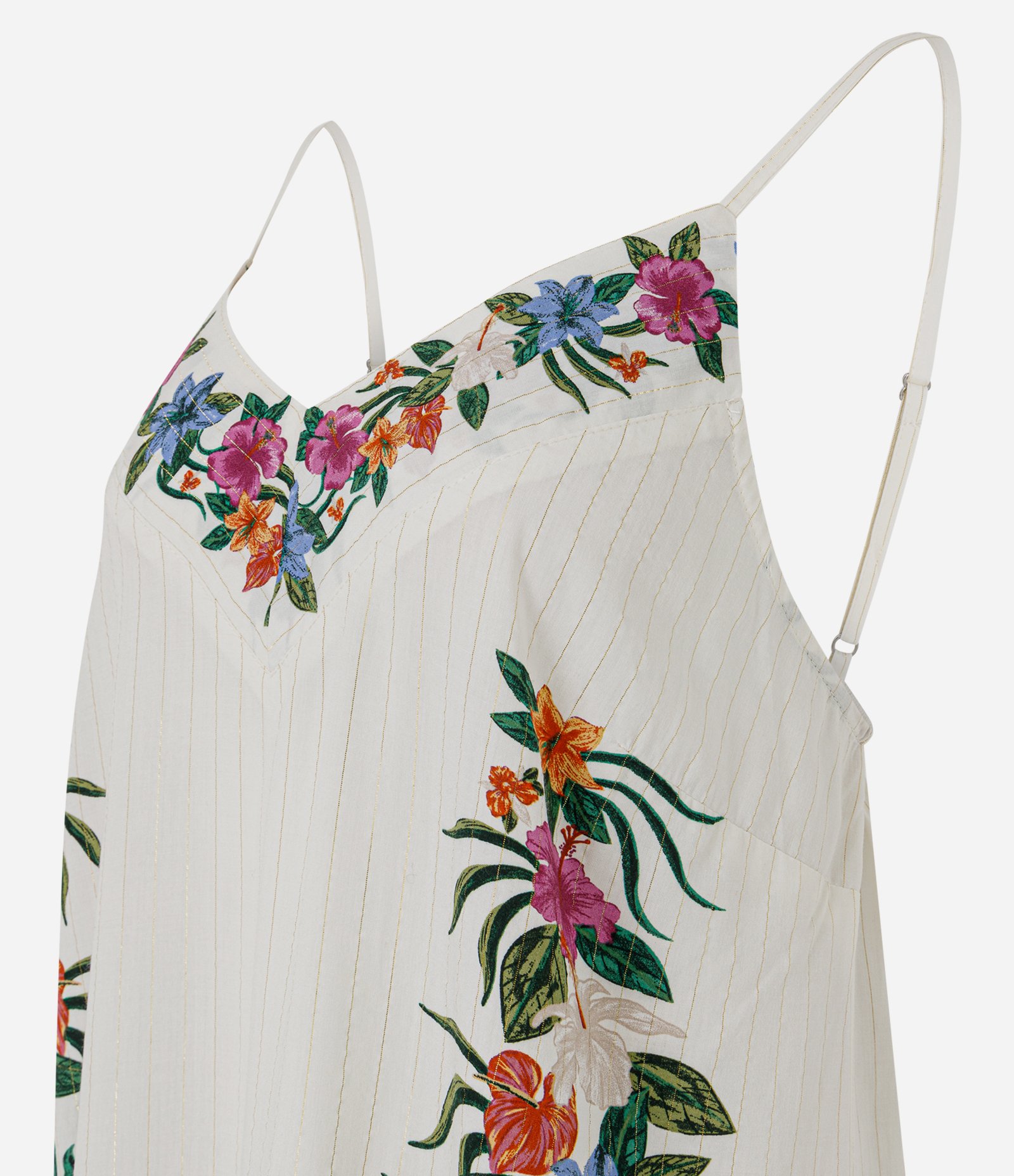 Vestido Curto de Alcinha em Viscose Texturizada com Estampa Floral Off White 6