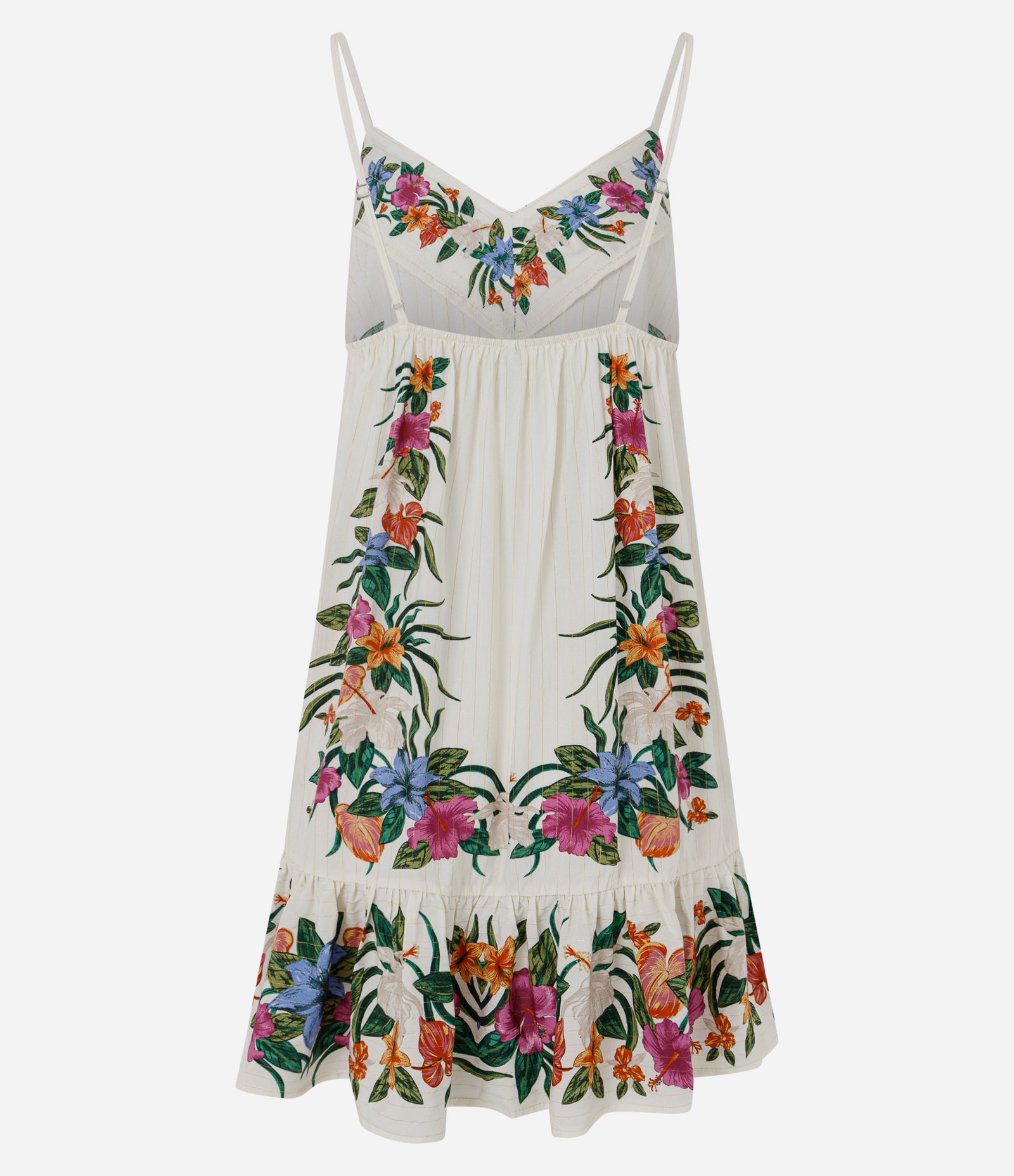 Vestido Curto de Alcinha em Viscose Texturizada com Estampa Floral Off White 7