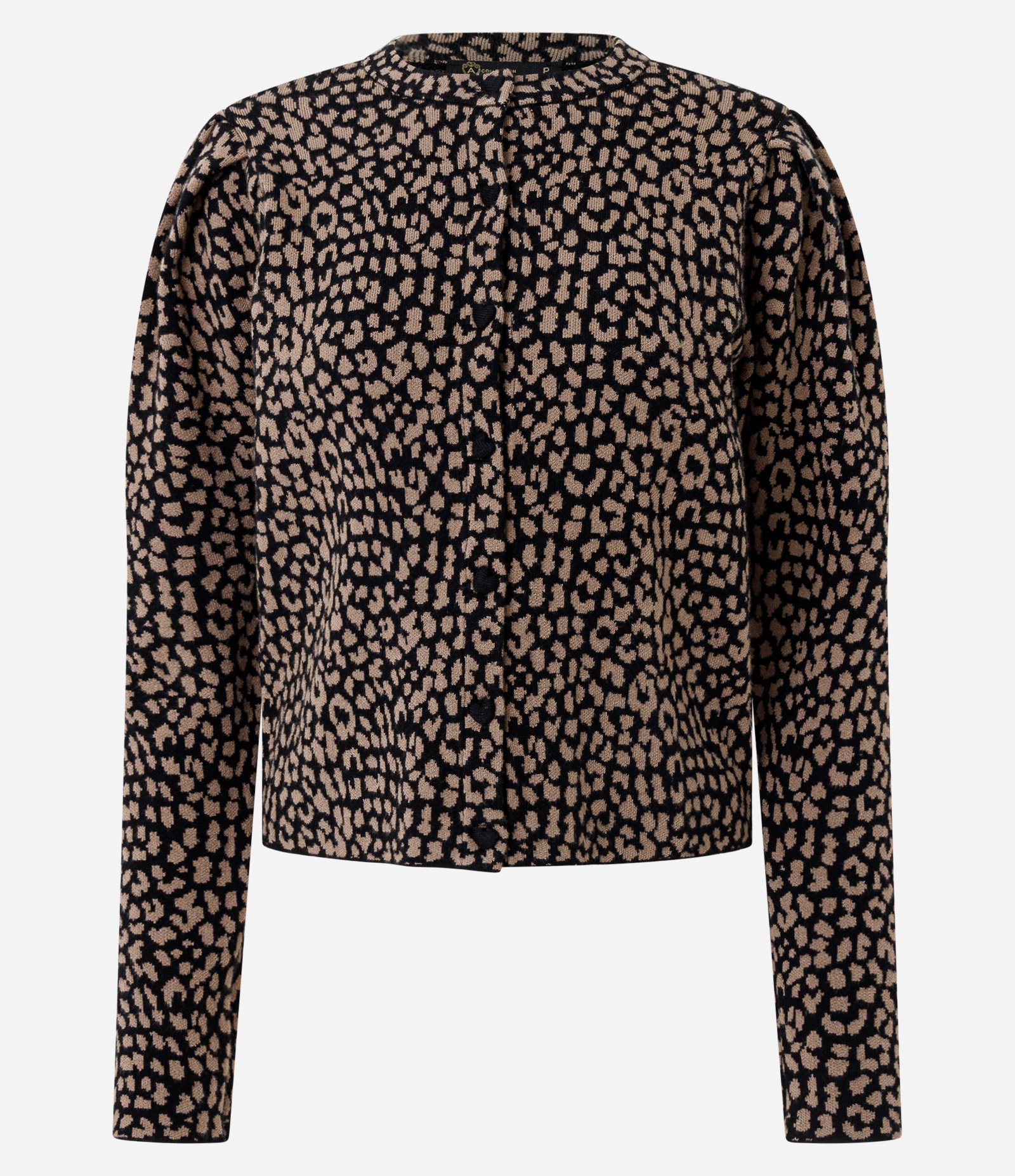 Cardigan em Tricô com Manga Bufante e Estampa Animal Print Marrom/Preto 5