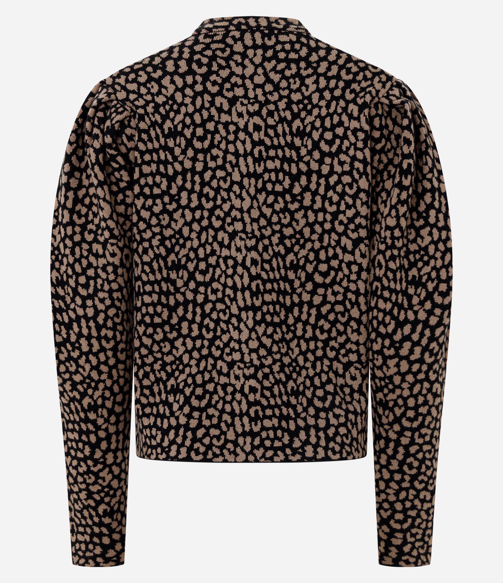 Cardigan em Tricô com Manga Bufante e Estampa Animal Print Marrom/Preto 7
