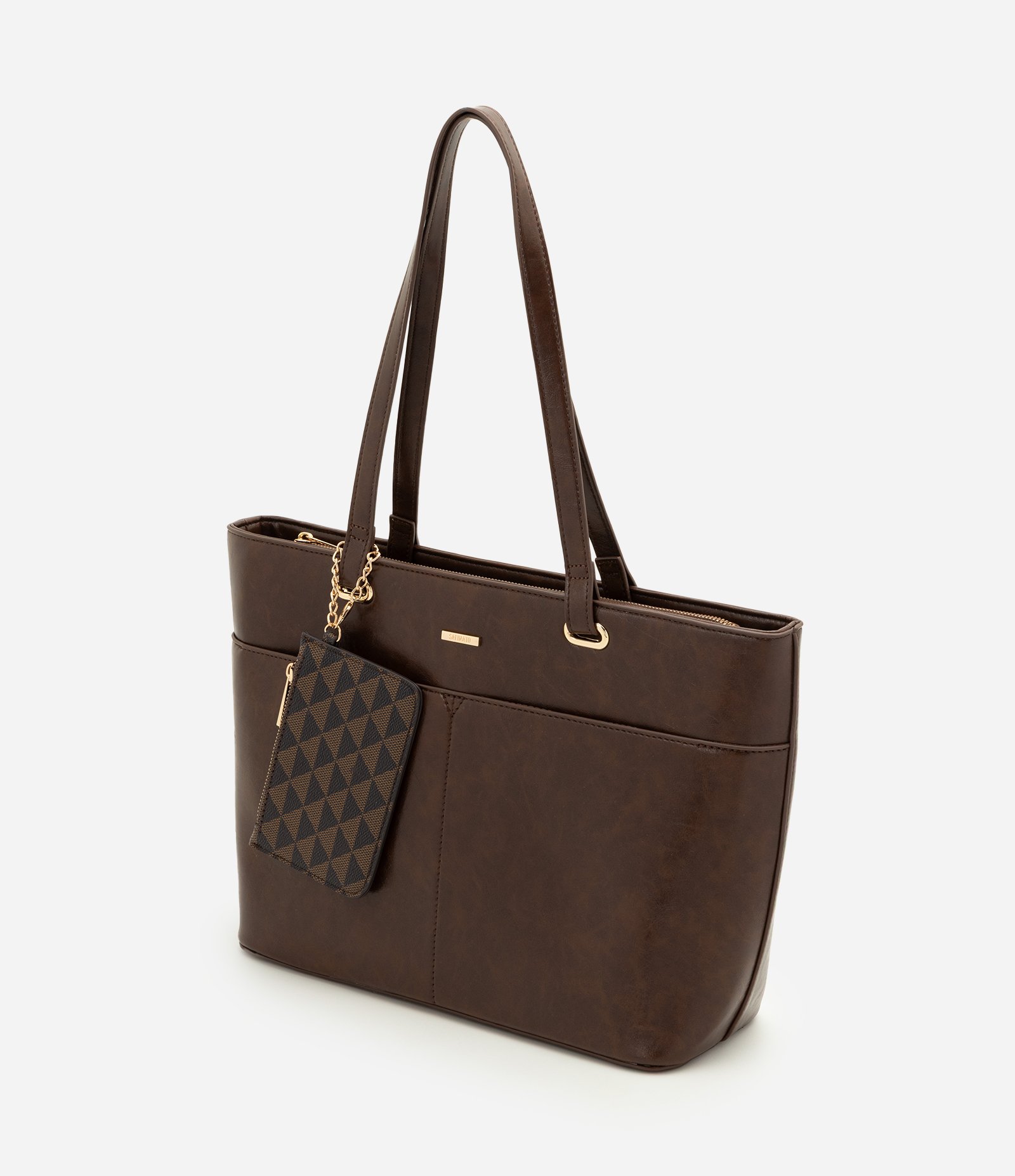 Bolsa Shopper Grande em PU com Carteira Estampada Marrom 4