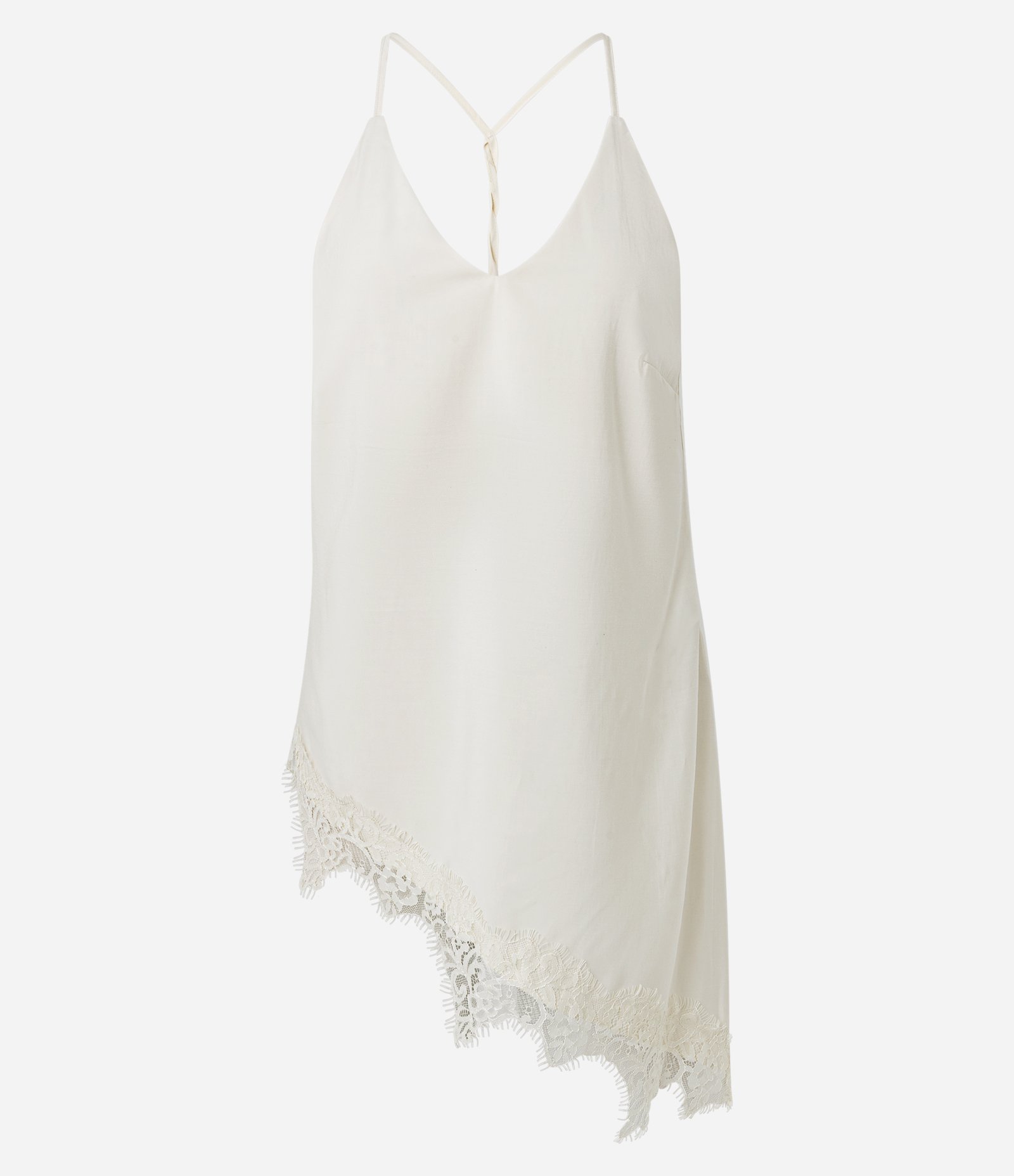 Blusa Assimétrica com Renda e Fenda Lateral Bege 5