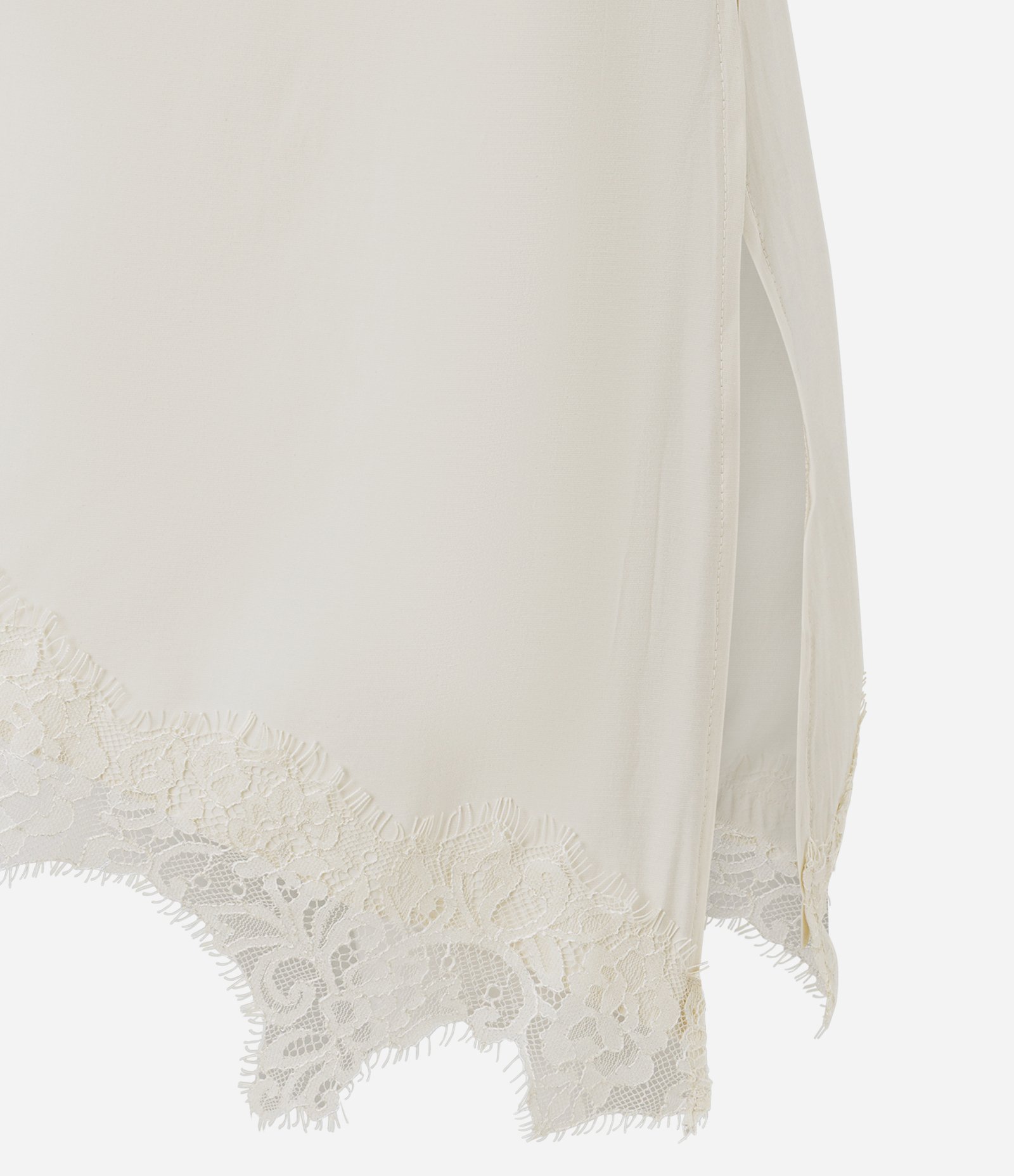 Blusa Assimétrica com Renda e Fenda Lateral Bege 7