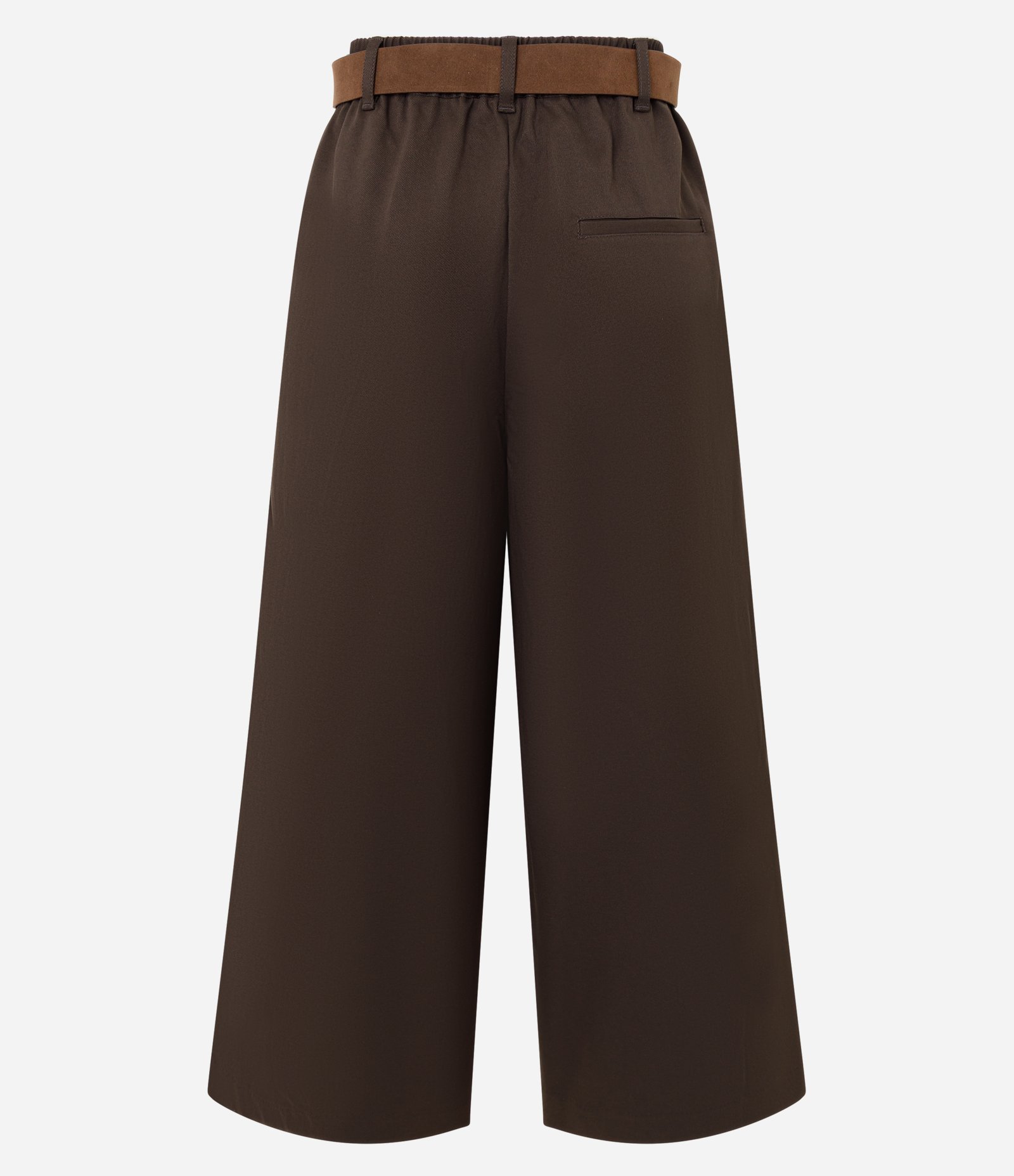 Calça Pantacourt Alfaiatada com Cinto e Pregas Frontais Marrom 3