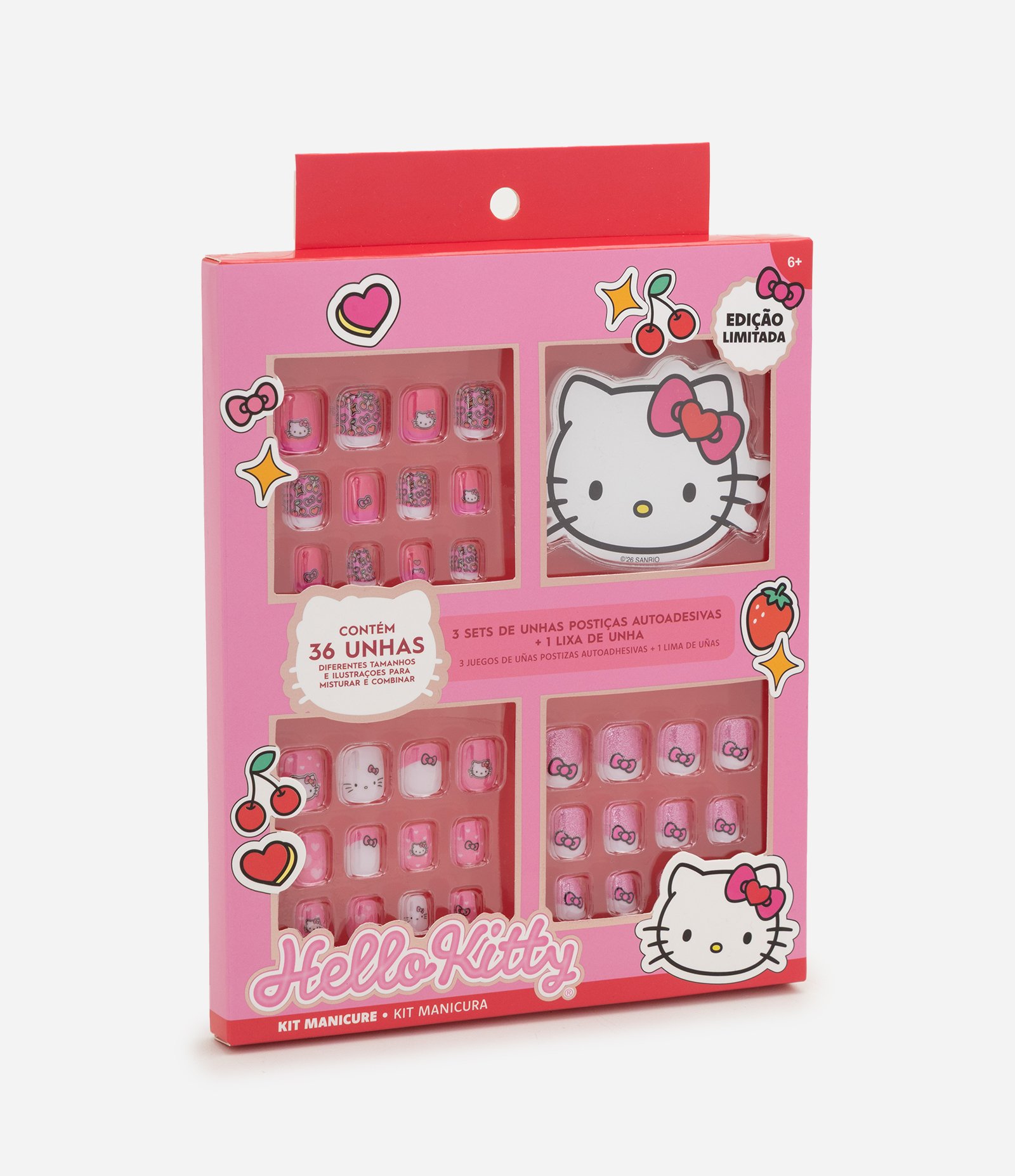 Kit De Unhas Postiças + Lixa de Unhas Alchemia Hello Kitty U 1