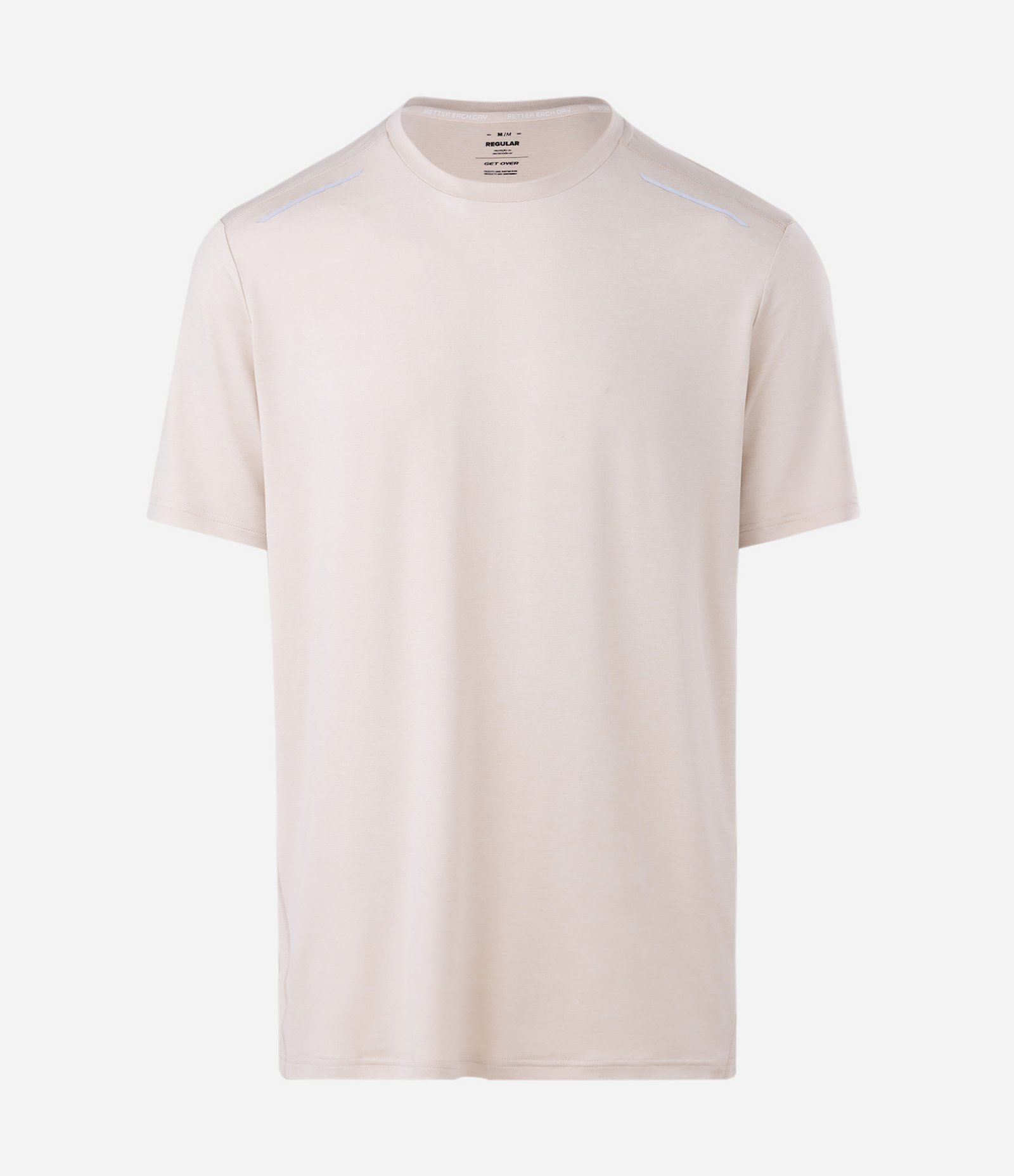 Camiseta Esportiva com Tecnologia Dry e Detalhes Refletivos Bege 5