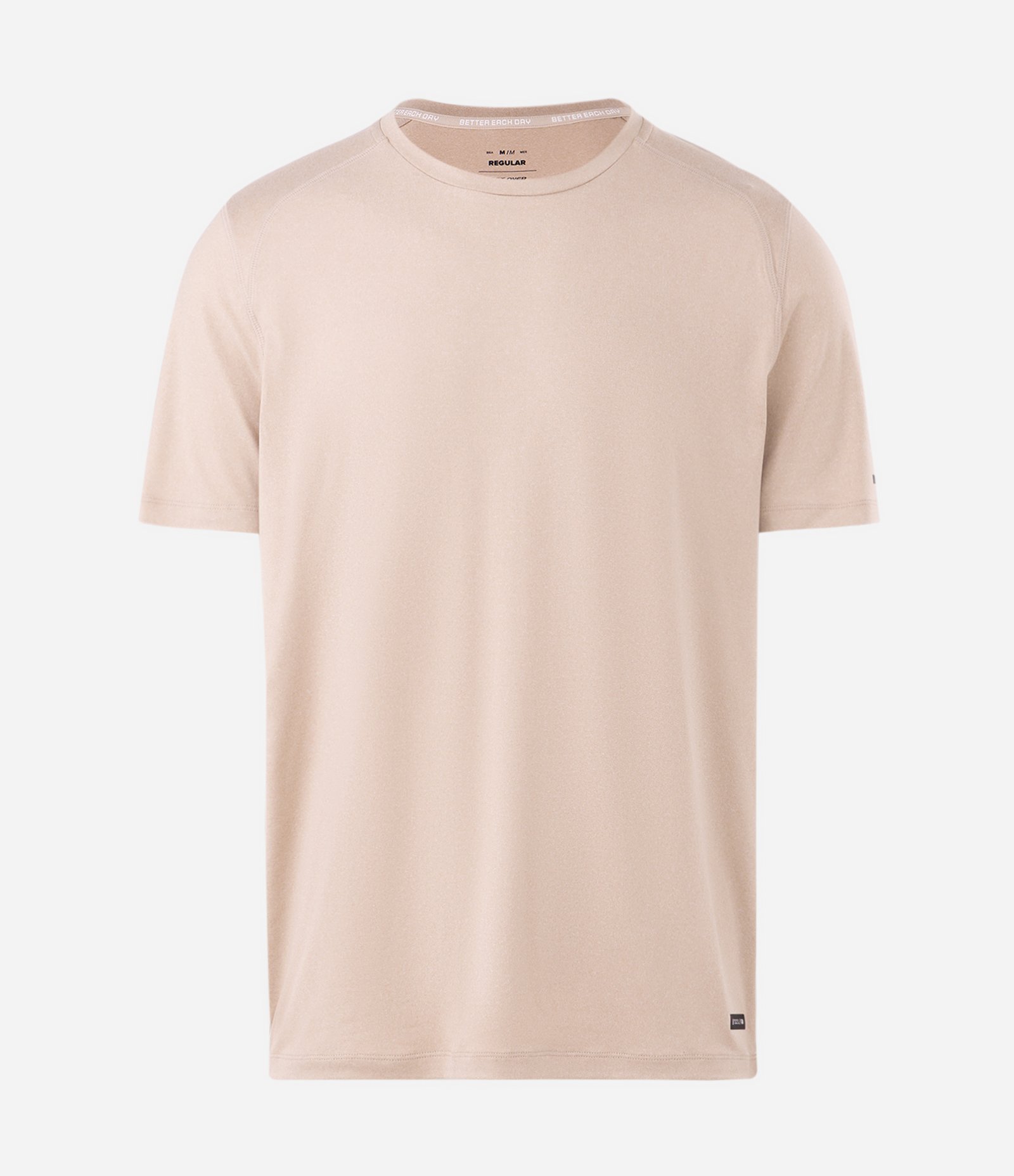Camiseta Regular Esportiva em Tecnologia Dry com Etiqueta na Barra Bege 7