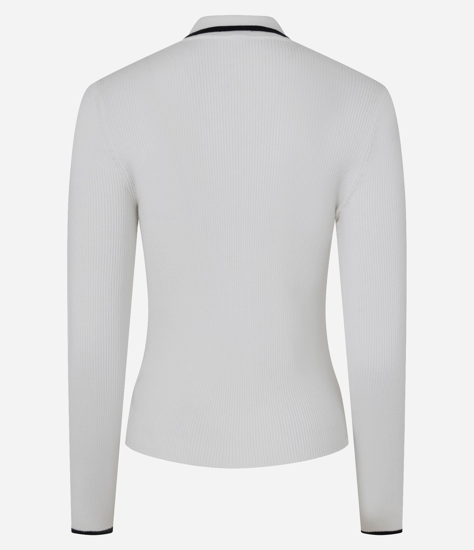 Blusa Gola Polo em Tricô Texturizado com Zíper Frontal Contrastante Branco 3