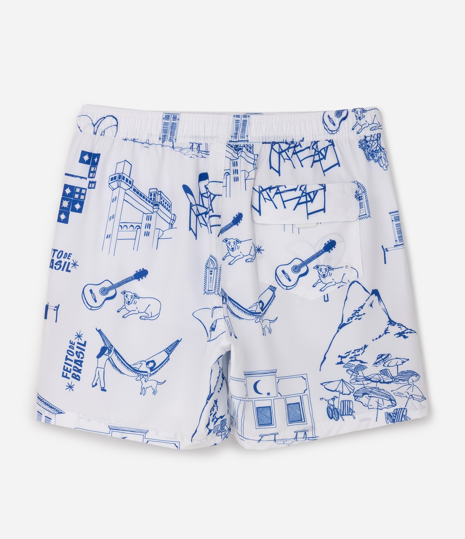 Bermuda de Banho Ripstop com Estampa Brasilidades Branco 2