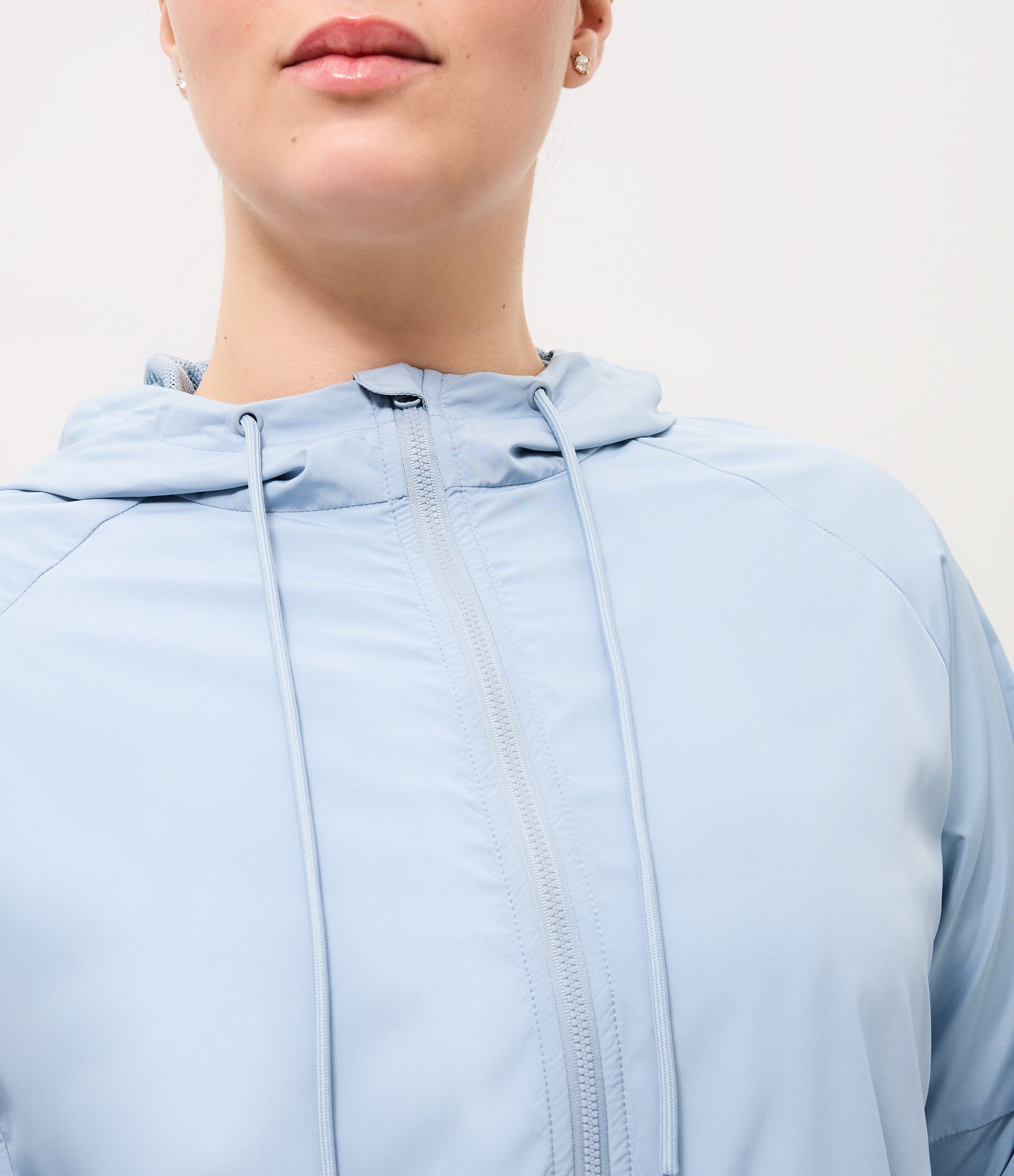 Jaqueta Corta-Vento com Capuz e Zíper Curve & Plus Size Azul 3