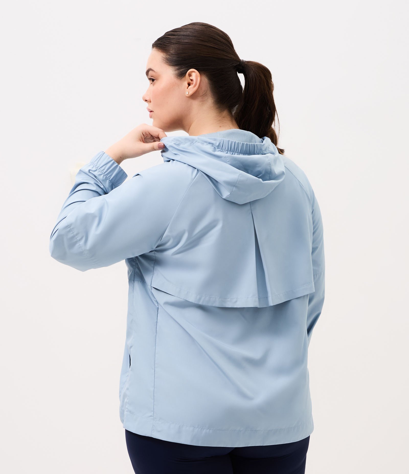 Jaqueta Corta-Vento com Capuz e Zíper Curve & Plus Size Azul 5