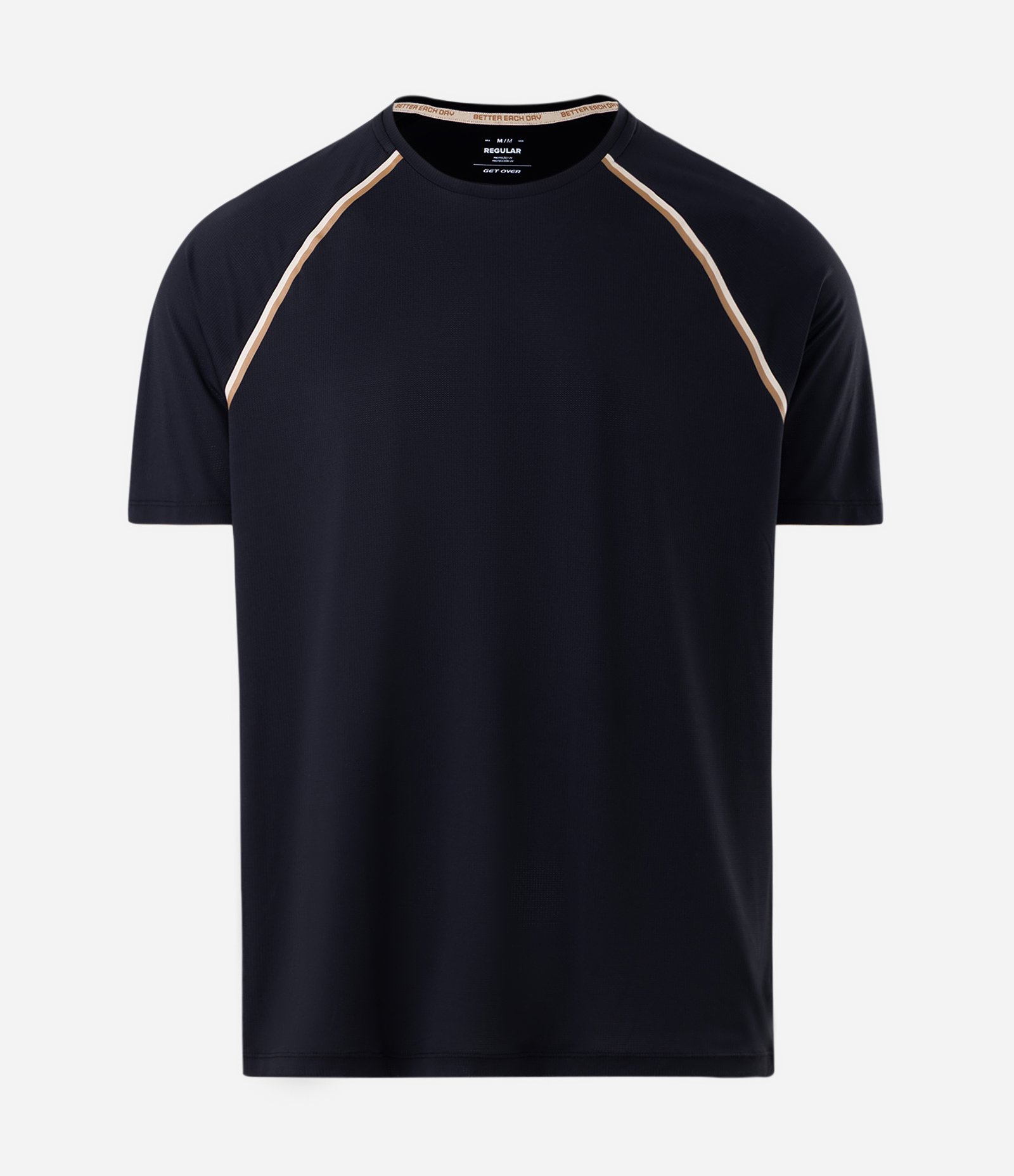Camiseta Dry com Manga Raglan e Linha Constrastante Preto 5