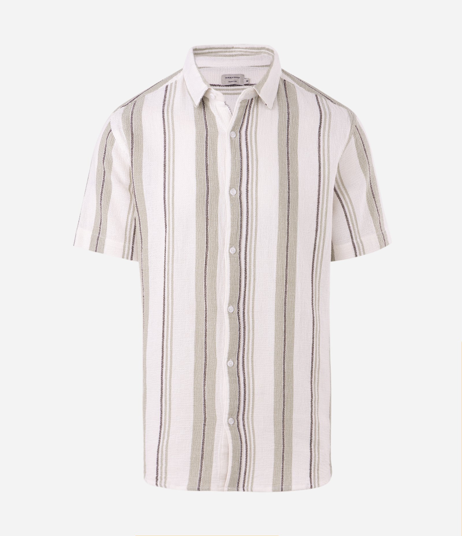 Camisa Manga Curta Listrada Texturizada Verde 5
