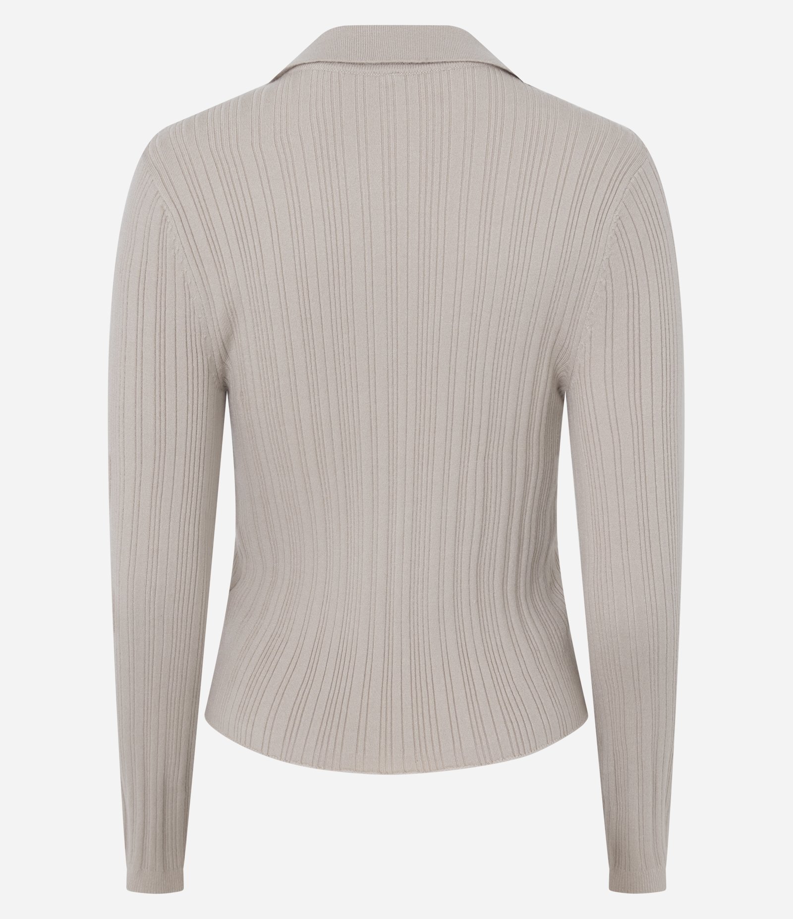 Blusa Polo em Viscose Canelada com Botões Bege 3