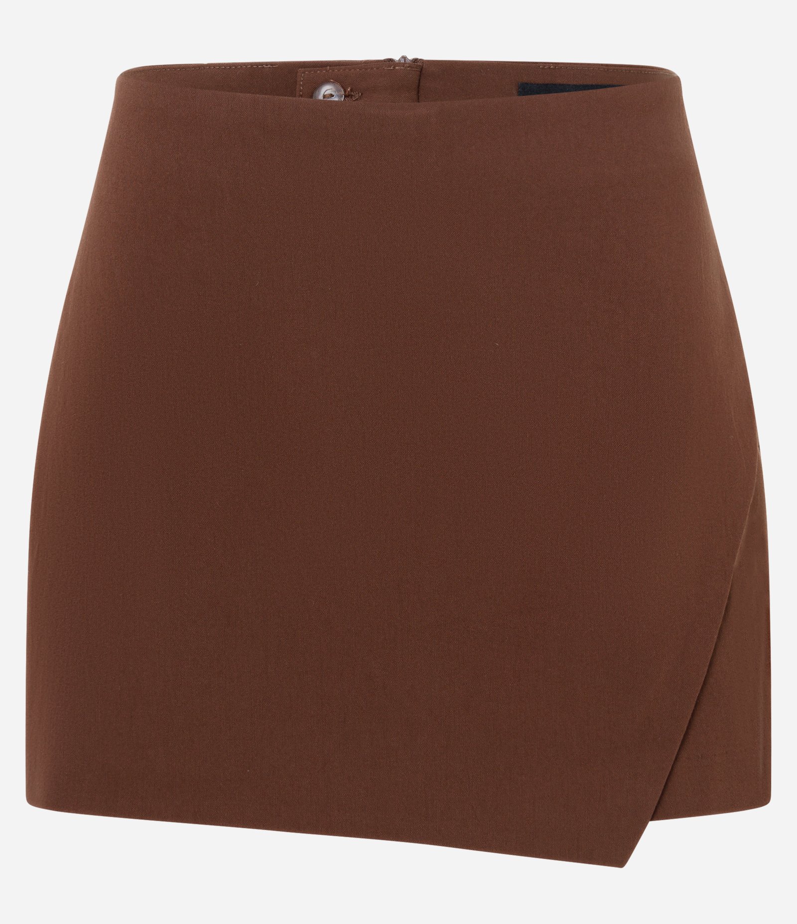 Short Saia em Bengaline com Recorte Frontal Marrom 1