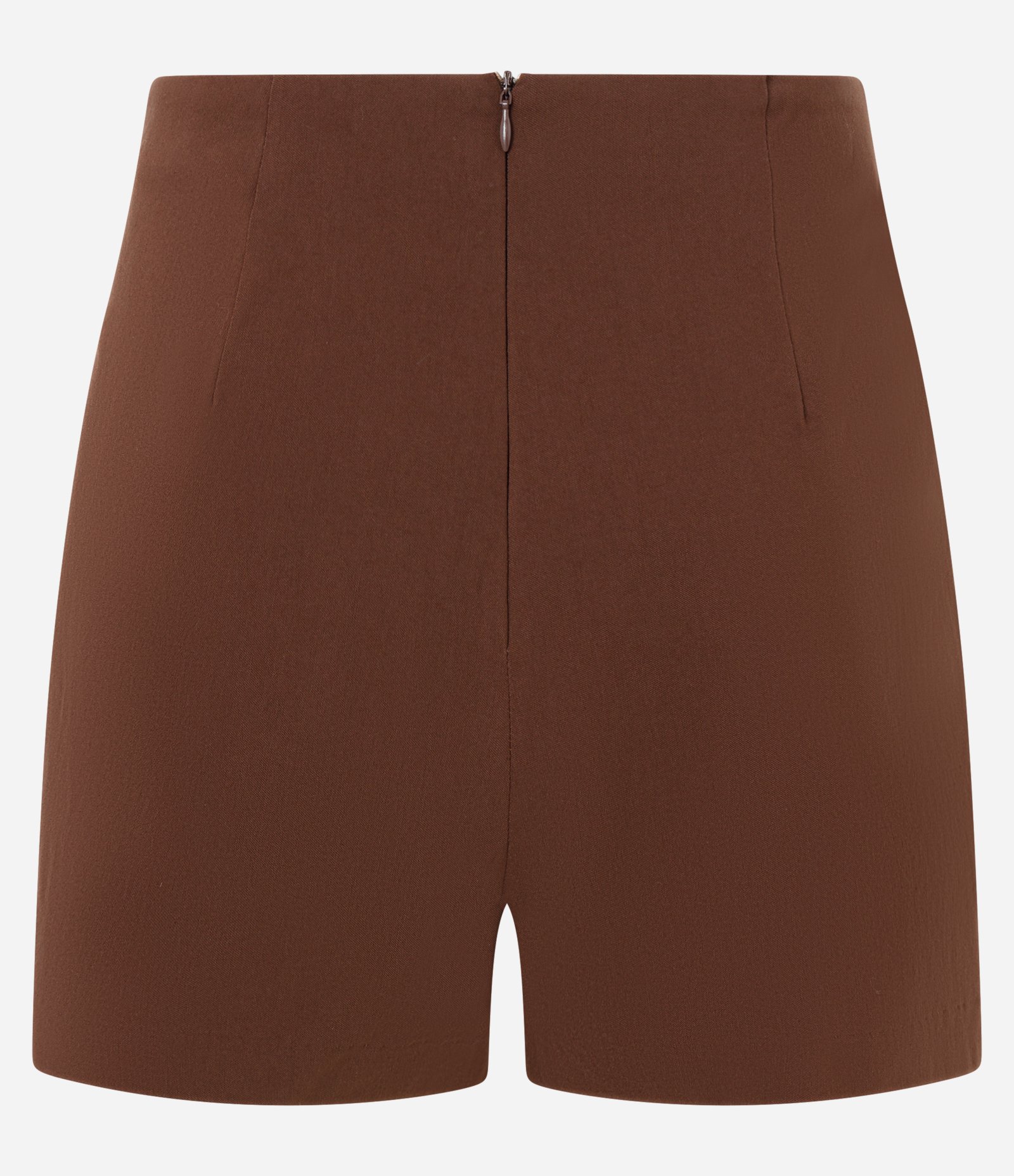 Short Saia em Bengaline com Recorte Frontal Marrom 2