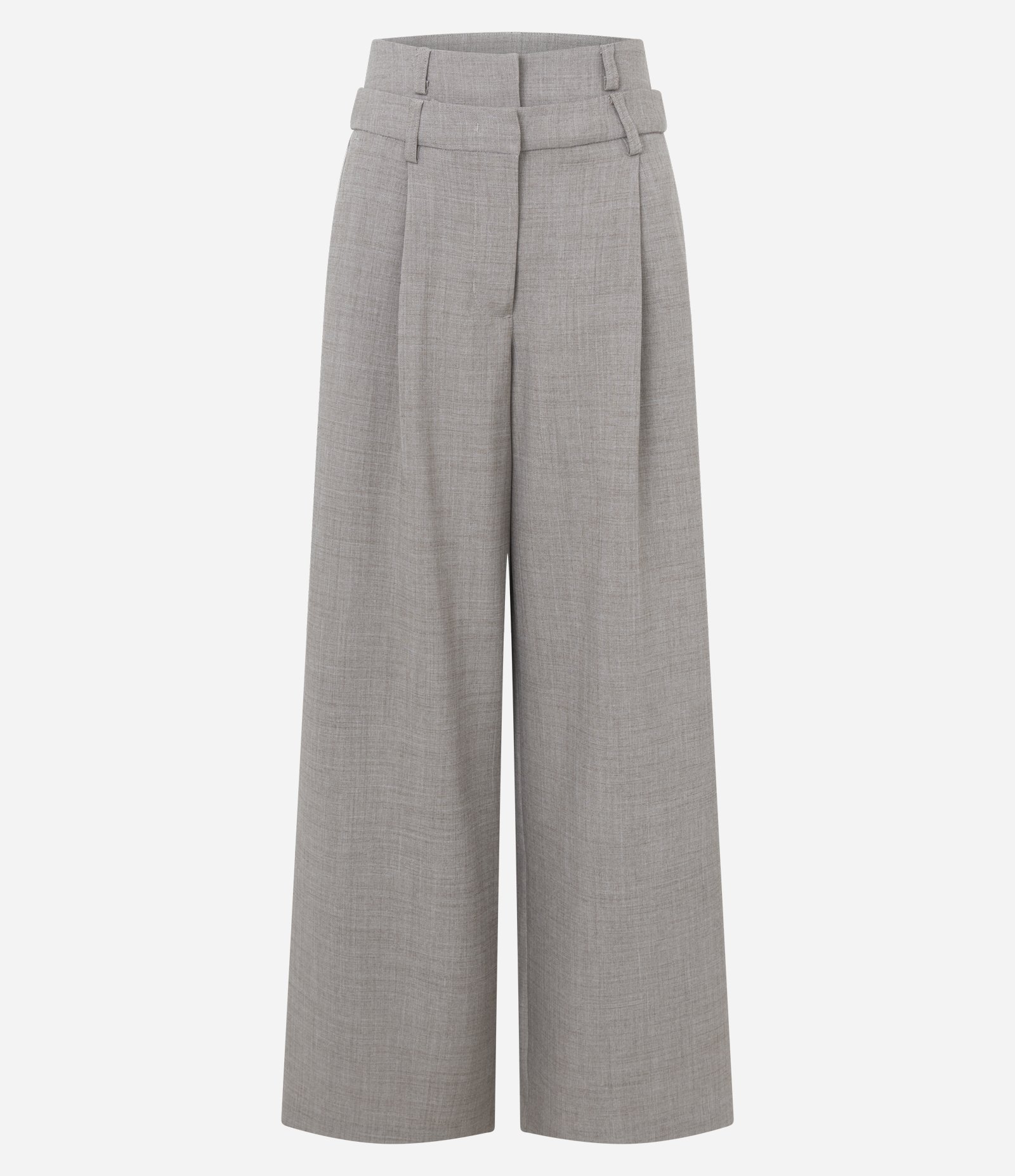 Calça Pantalona Alfaiatada com Cós Duplo Removível Cinza 5