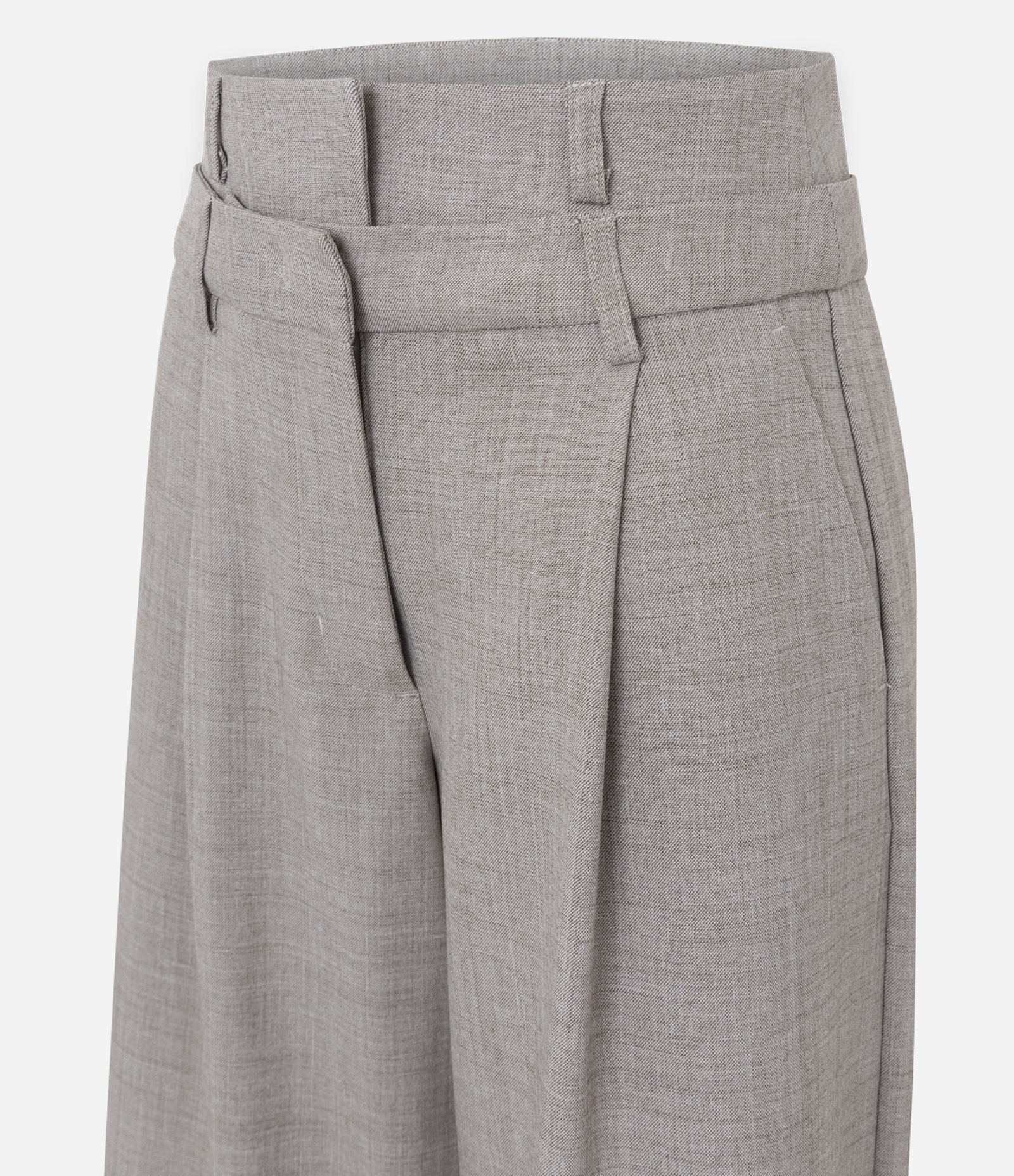 Calça Pantalona Alfaiatada com Cós Duplo Removível Cinza 6