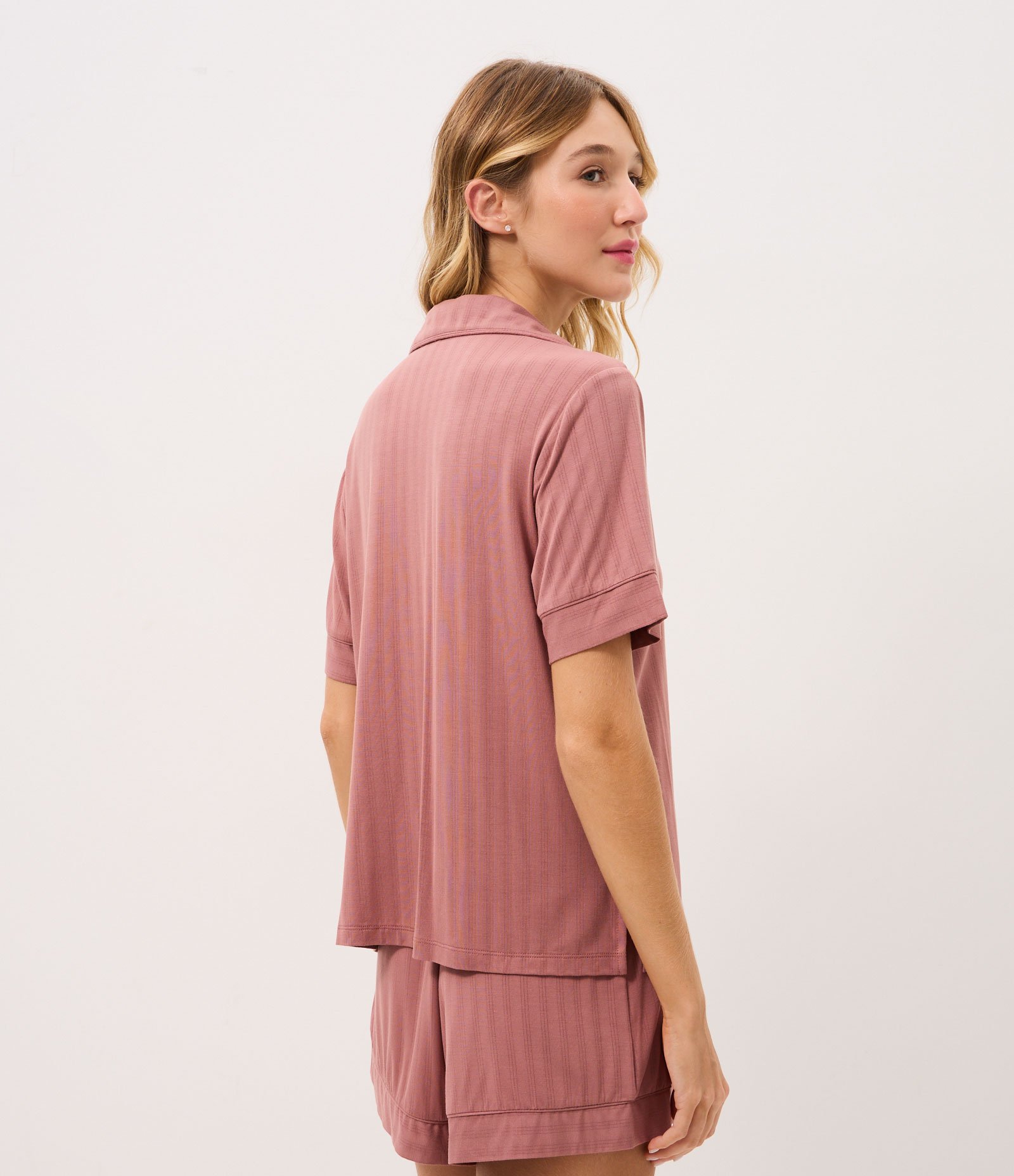 Pijama Americano Curto em Modal Marrom 4