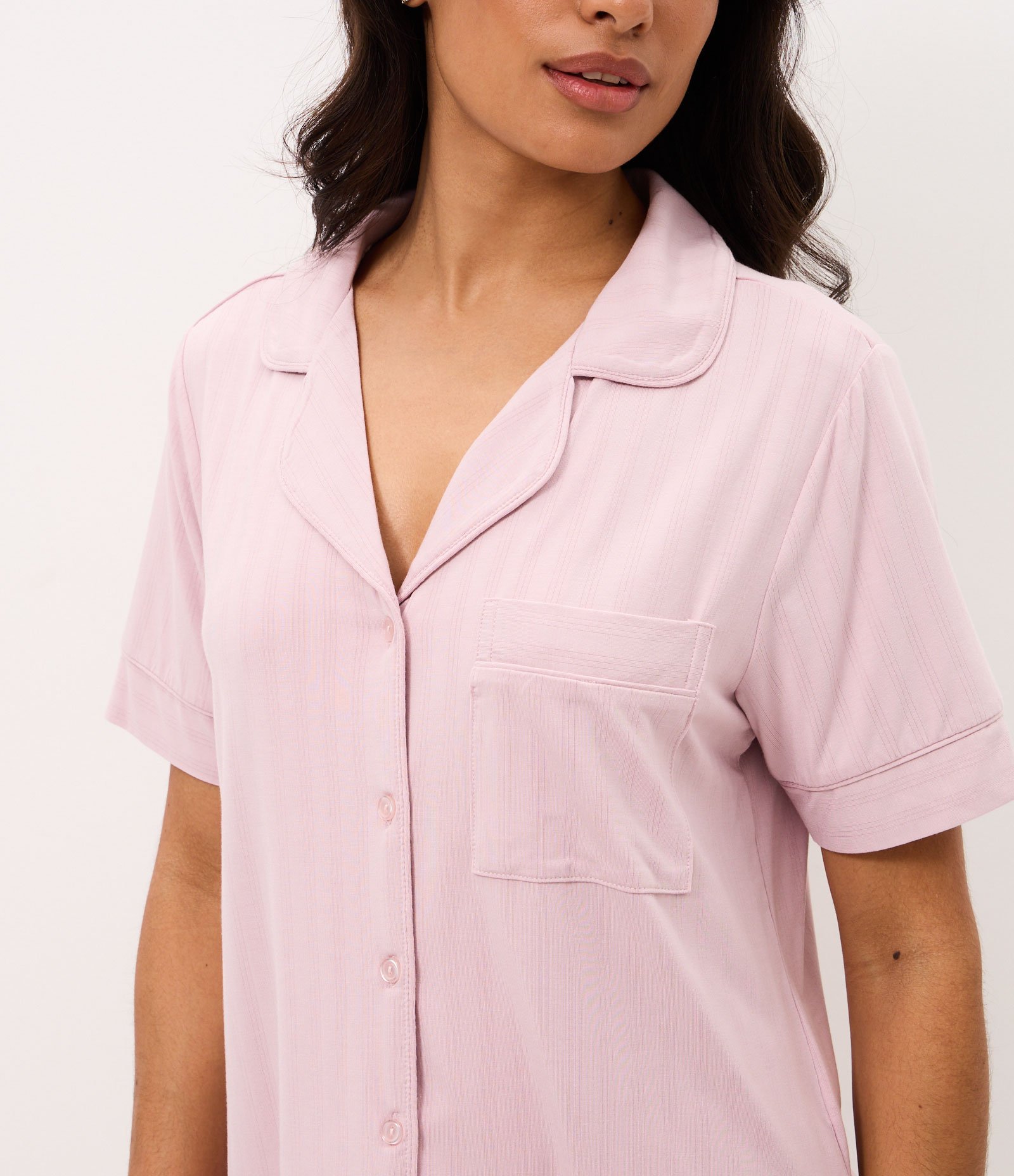 Pijama Americano Curto em Modal Rosa 3
